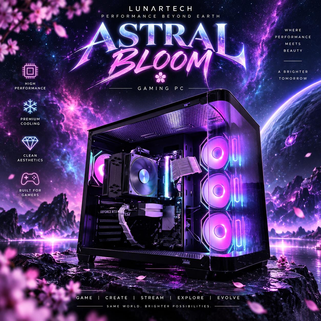 🌈"Astral Bloom"⚫️ | 1080p Gaming | RTX 5060 | Ryzen 5 8400F | 16GB DDR5 | 1TB SSD | Free Shipping