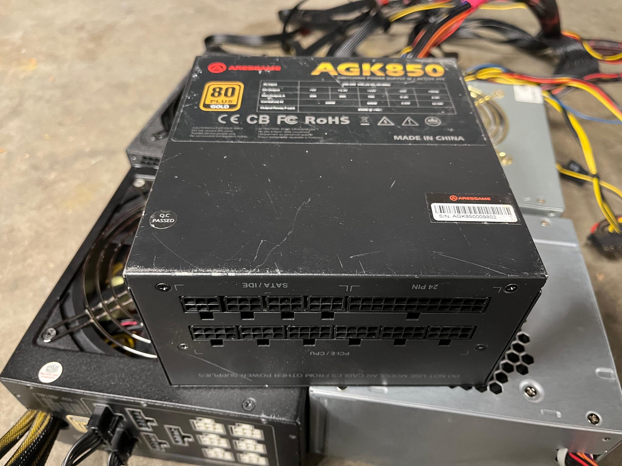 Lot of 6 ATX Desktop Power Supply 400w-1000w Cooler Master, EVGA, and More - Not Working, As‑Is