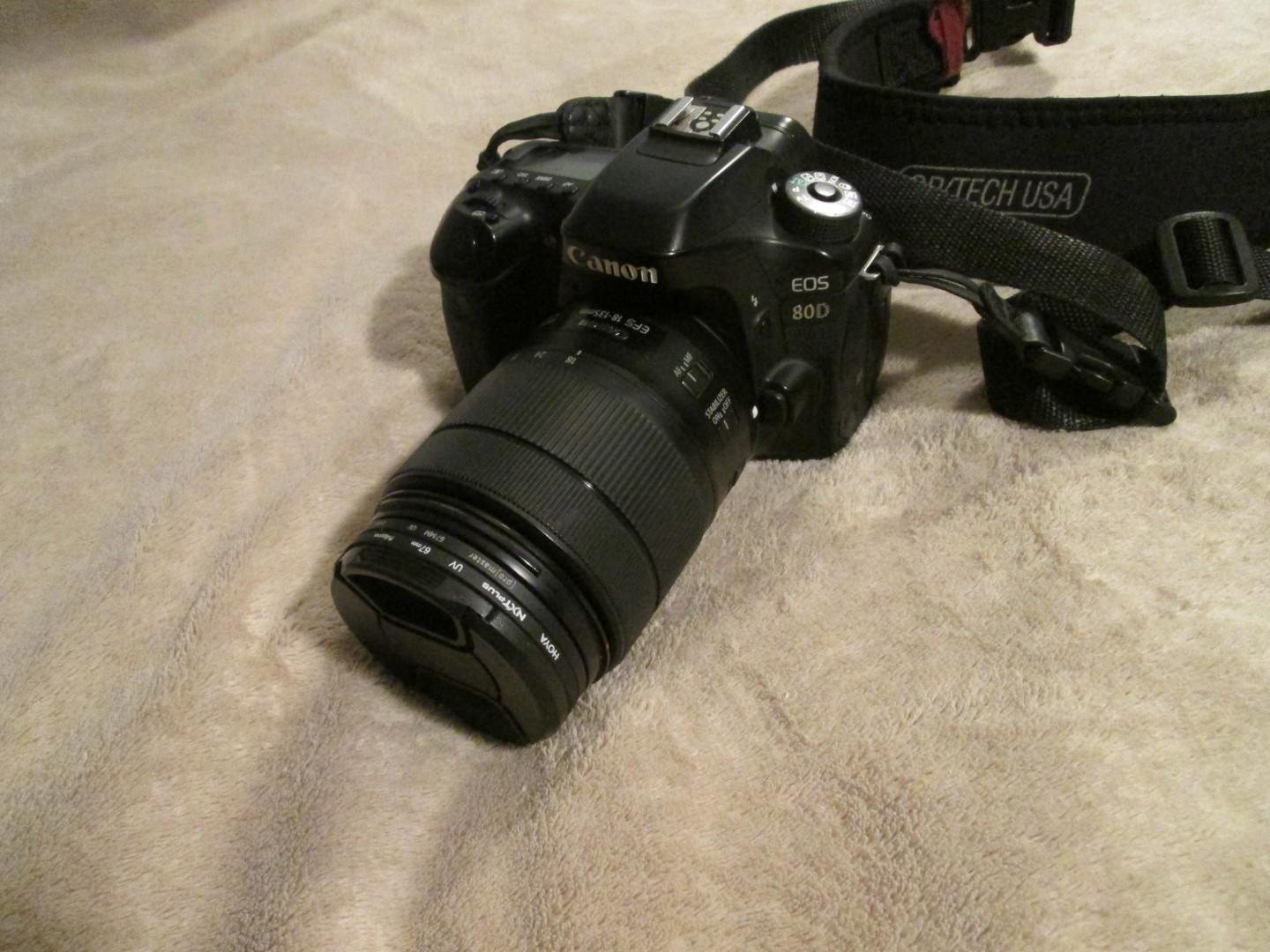 Canon EOS 80D With Lens, Protective Case And Accessories