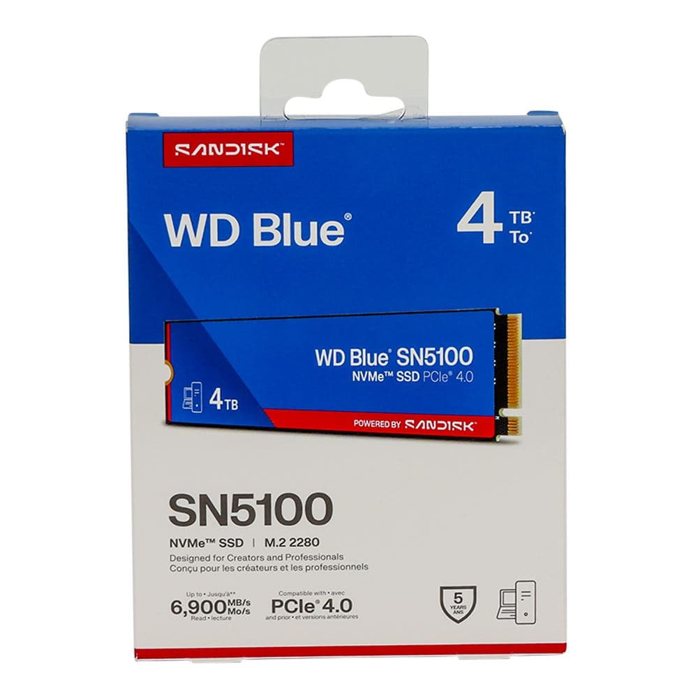 WD Blue SN5100 4TB 3D QLC NAND PCIe Gen 4 x4 NVMe M.2 Internal SSD