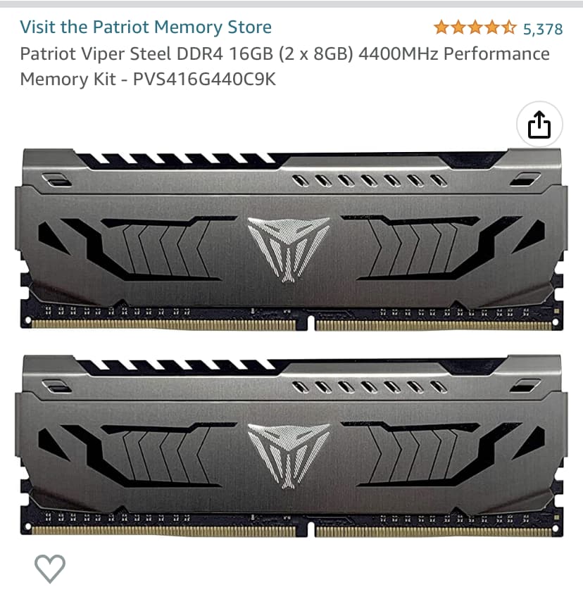 Patriot Viper Performance RAM (8x2 GB) DDR4 4400 MHz for GPU cat