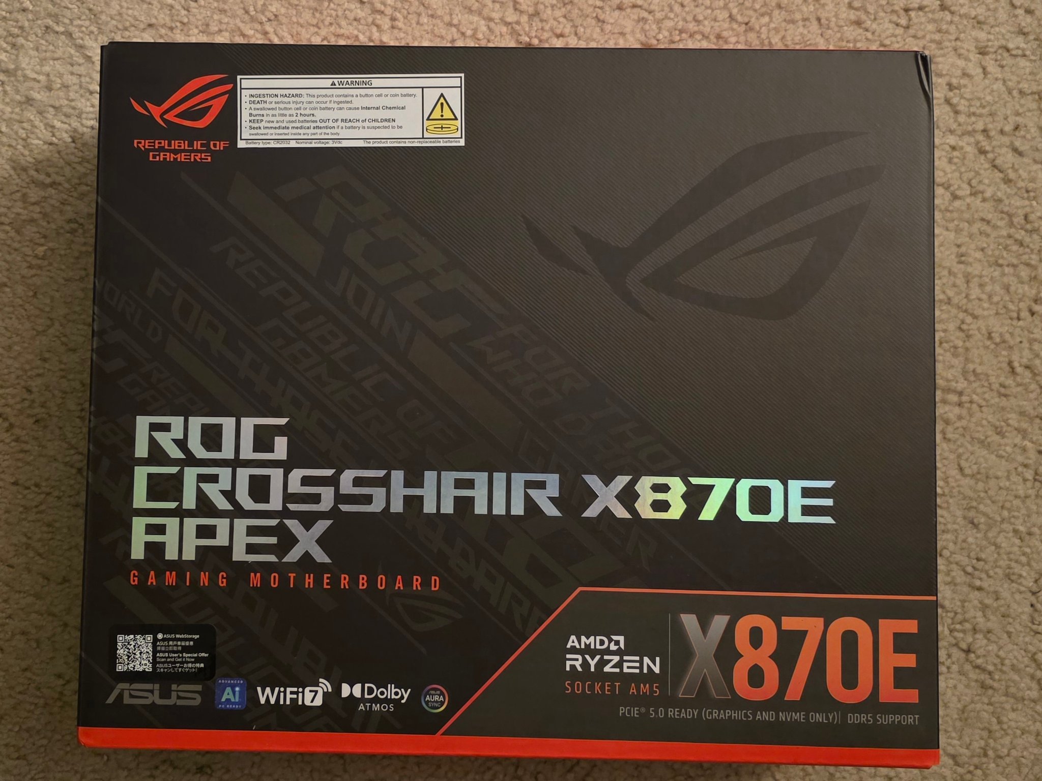 ASUS ROG CROSSHAIR X870E APEX AM5 ATX Motherboard Brand New Sealed