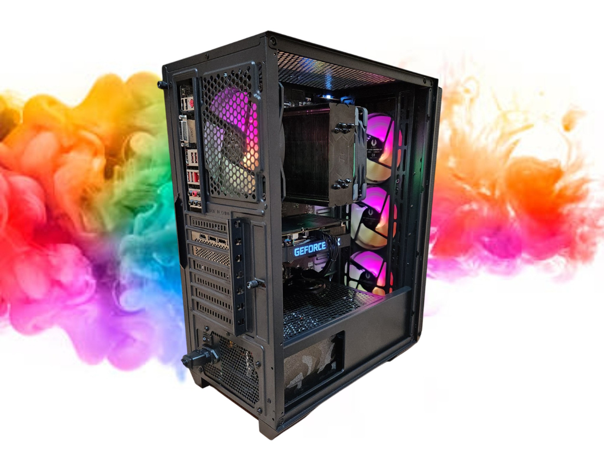 SALE: RTX 3060 TI + Ryzen 5 Pro 3600 + 16GBs DDR4 RAM + 1TB SSD + 5 RGB Fans ( Black RGB Gaming PC )