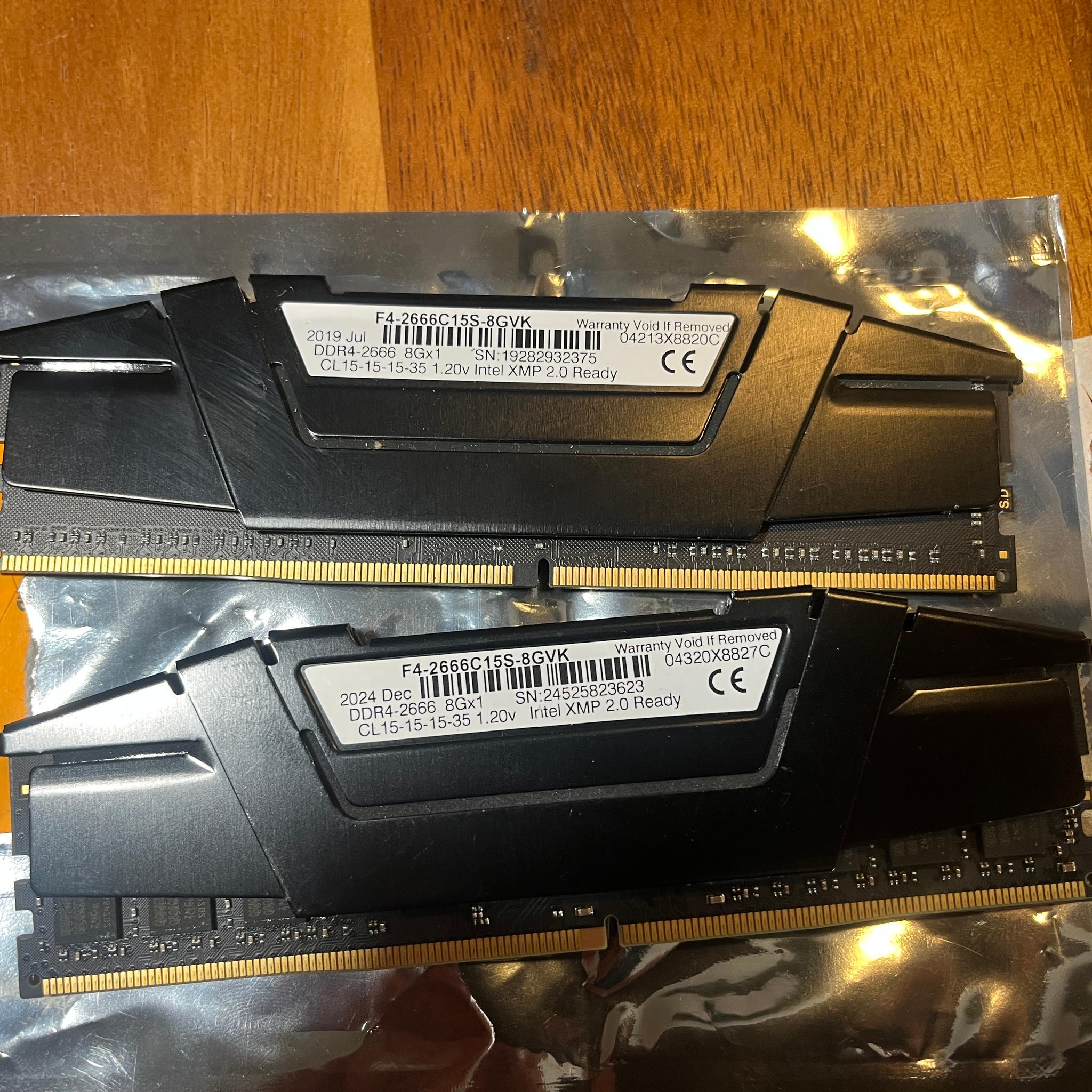 G.Skill Ripjaws Pair V 8GB DDR4-2666 PC4-21300 CL15 Desktop RAM F4-2666C15S-8GVK