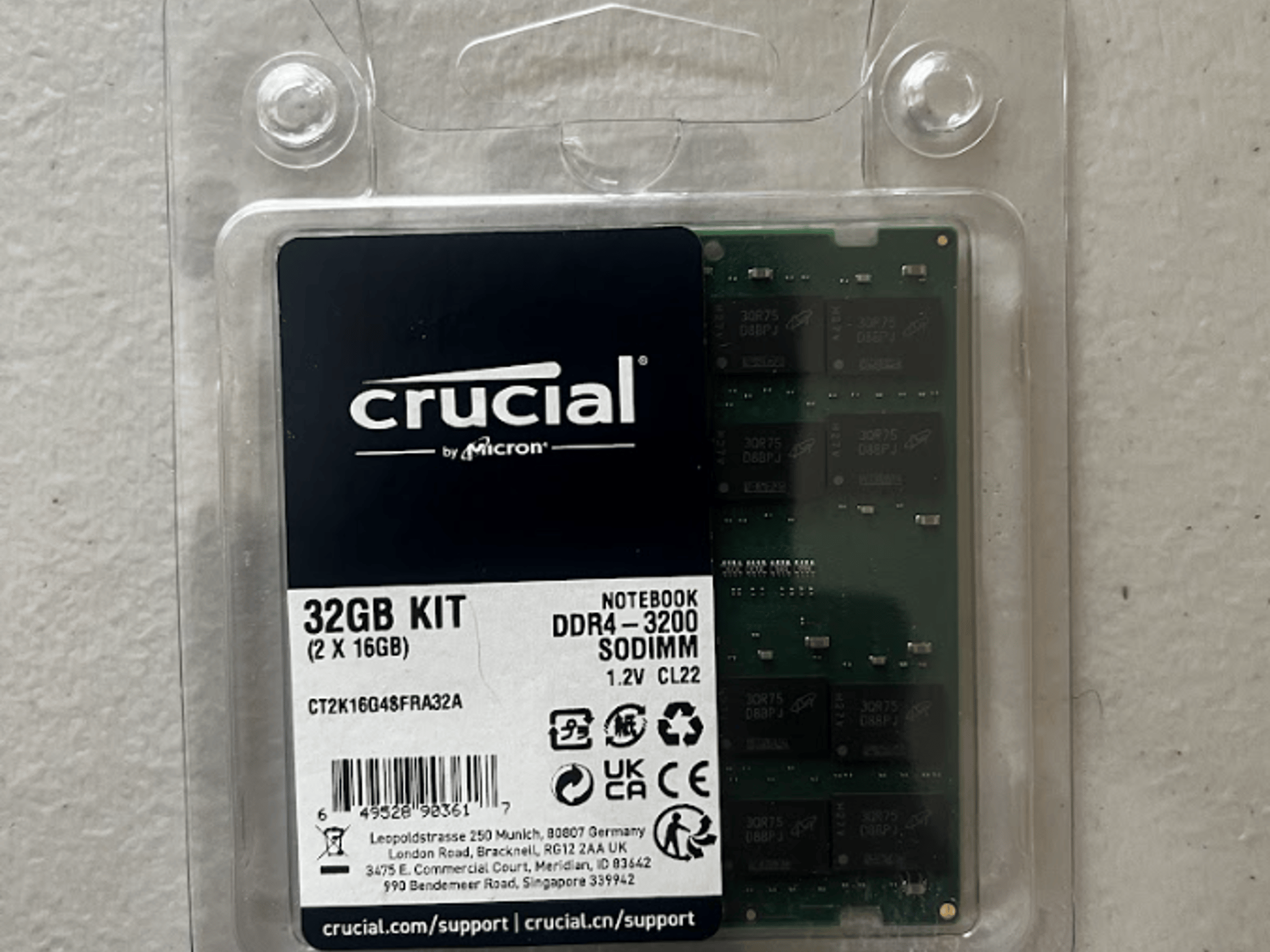 Crucial 2x16GB DDR4-3200 SODIMM Notebook RAM Kit