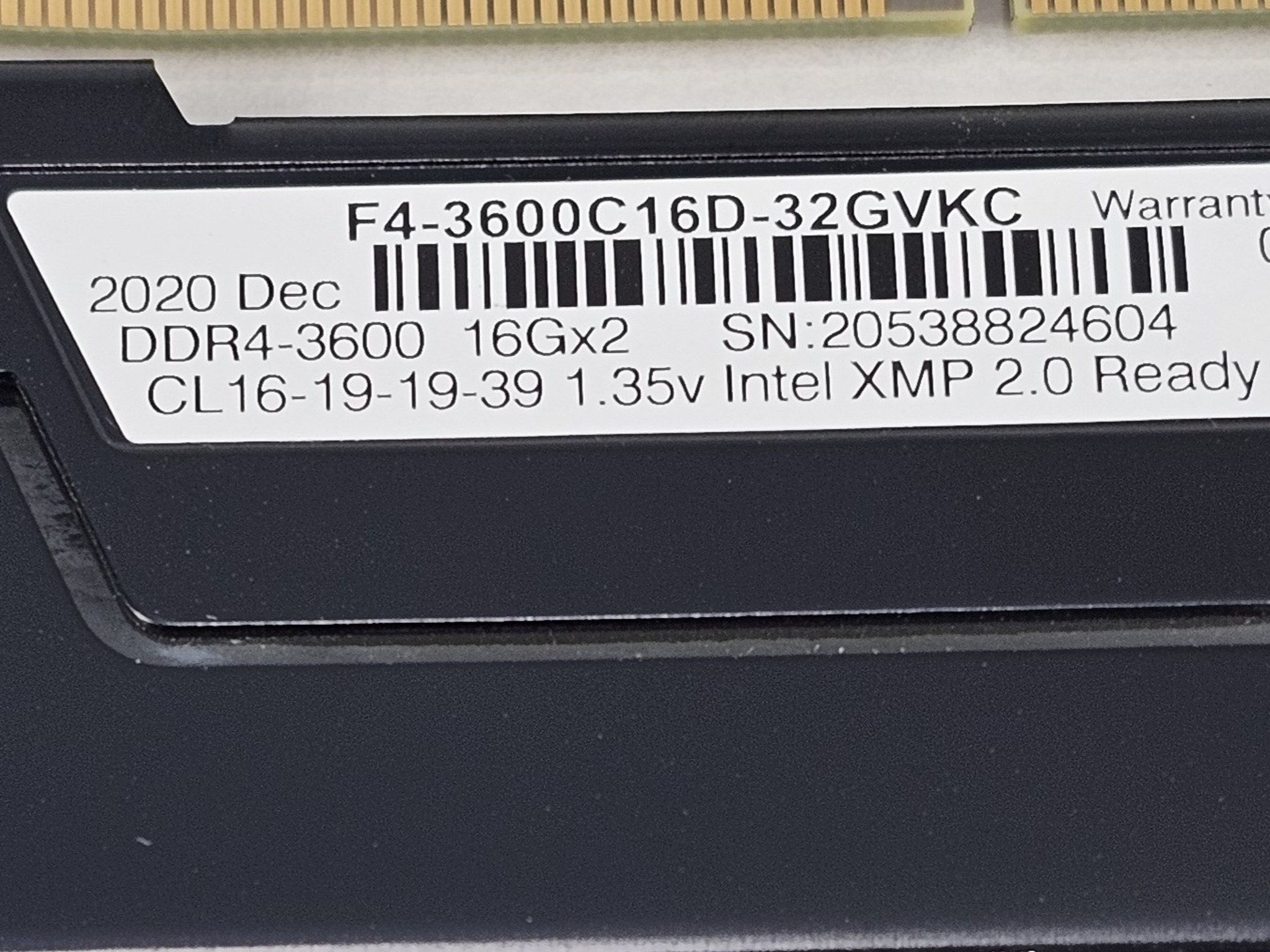 32GB DDR4 (2x16GB) CL16 3600MT/s G.Skill Ripjaws V