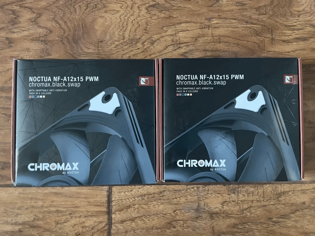 x2 Lightly Used Noctua NF-A12x15 PWM Chromax Fans