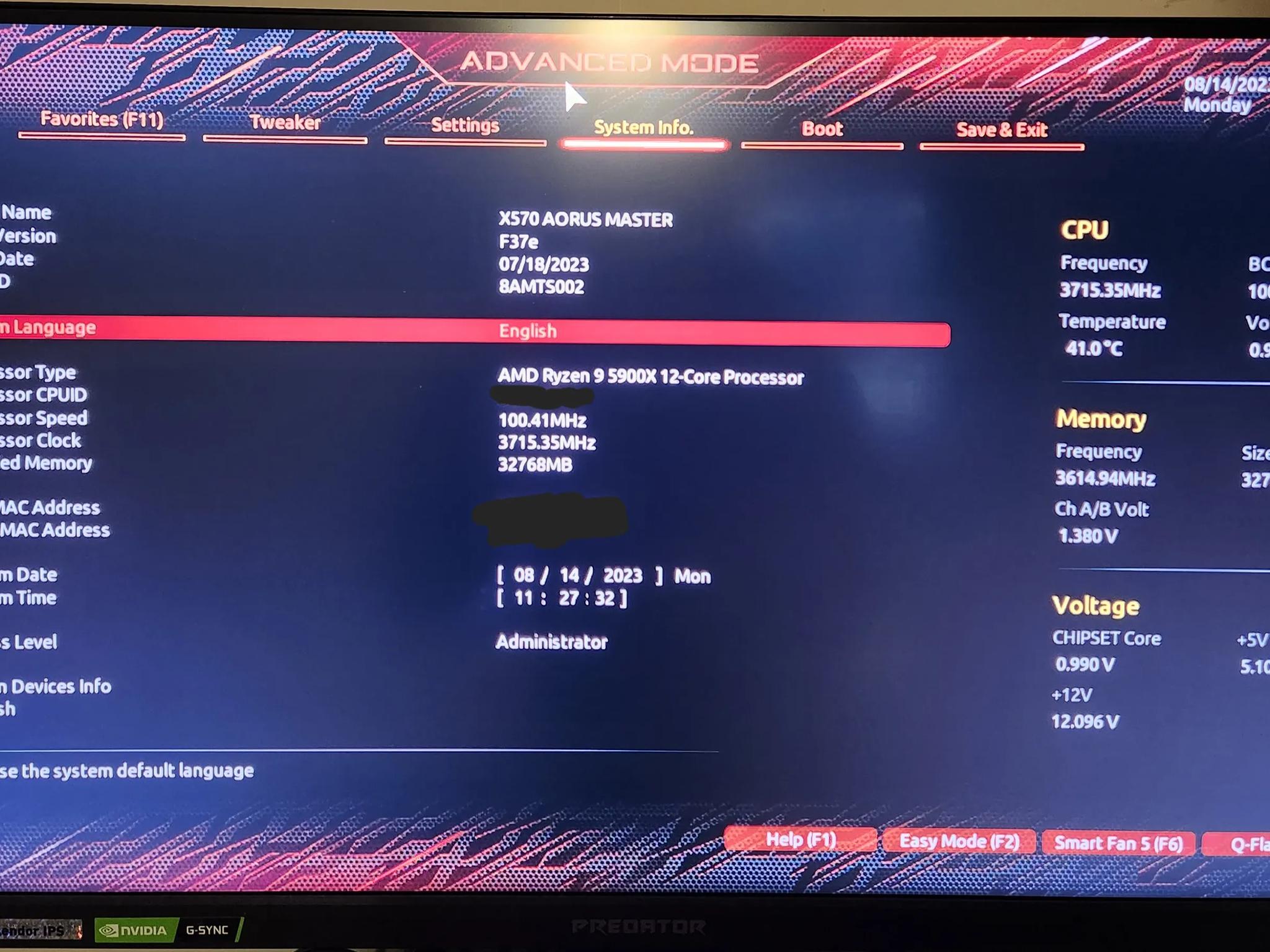 Combo Sale: Ryzen 9 5900x, Aorus Master x570, and 32gb DDR4 3600MHZ of RAM...