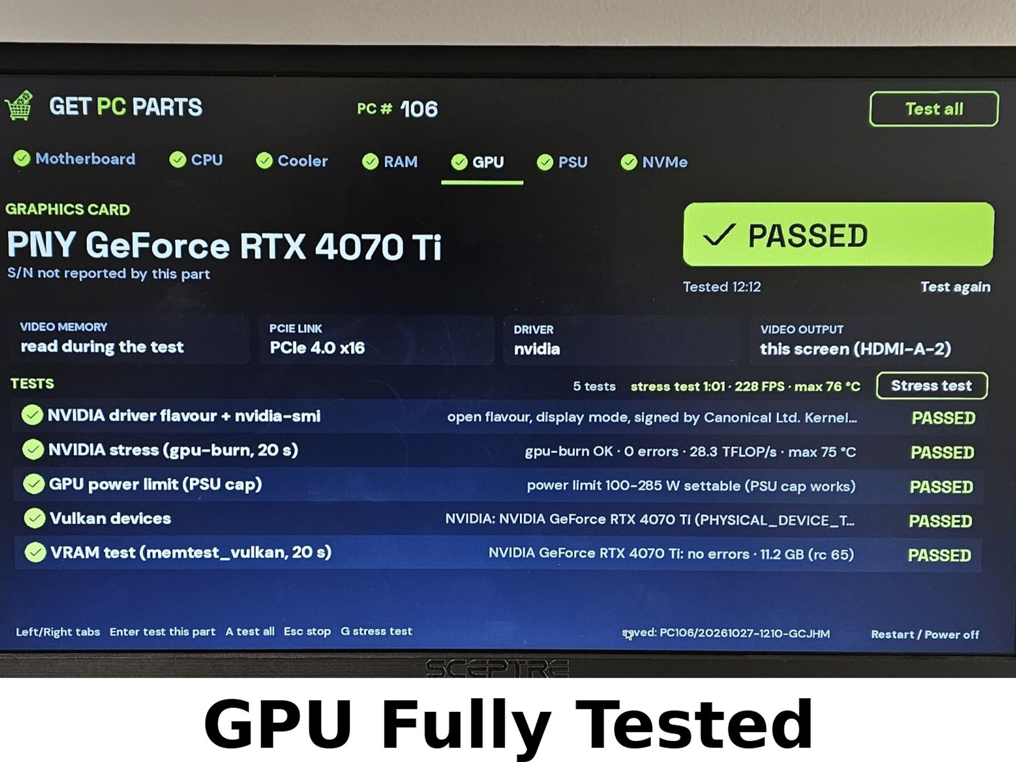 RTX 4070 Ti PNY 12GB