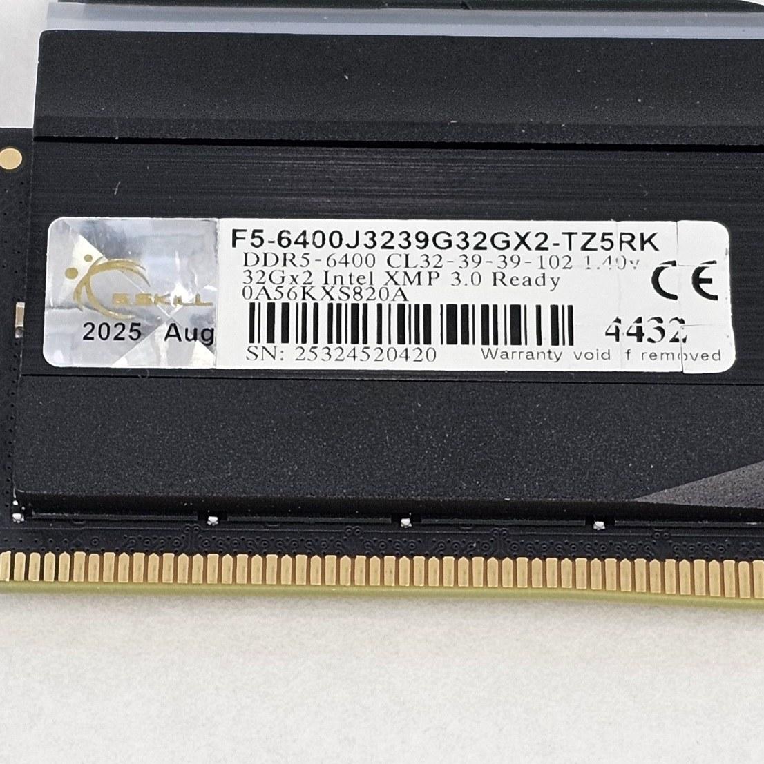 64GB DDR5 (2x32GB) CL32 6400MT/s G.Skill Trident Z5 RGB