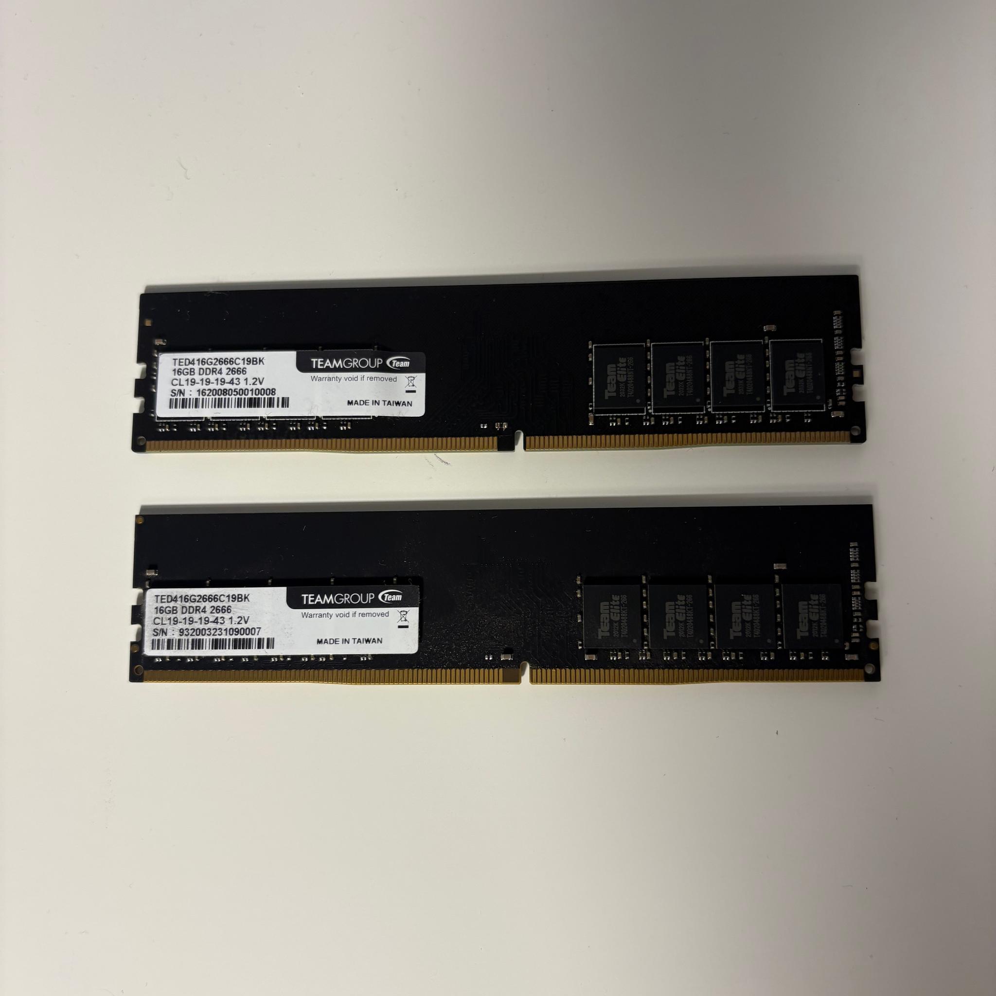 TeamGroup 32GB (2 x 16GB) Ram Kit (1.2V, 2666 Mhz)