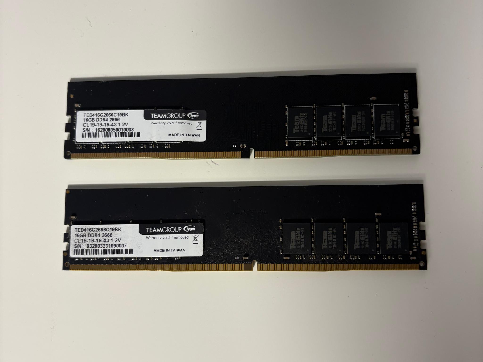 TeamGroup 32GB (2 x 16GB) Ram Kit (1.2V, 2666 Mhz)