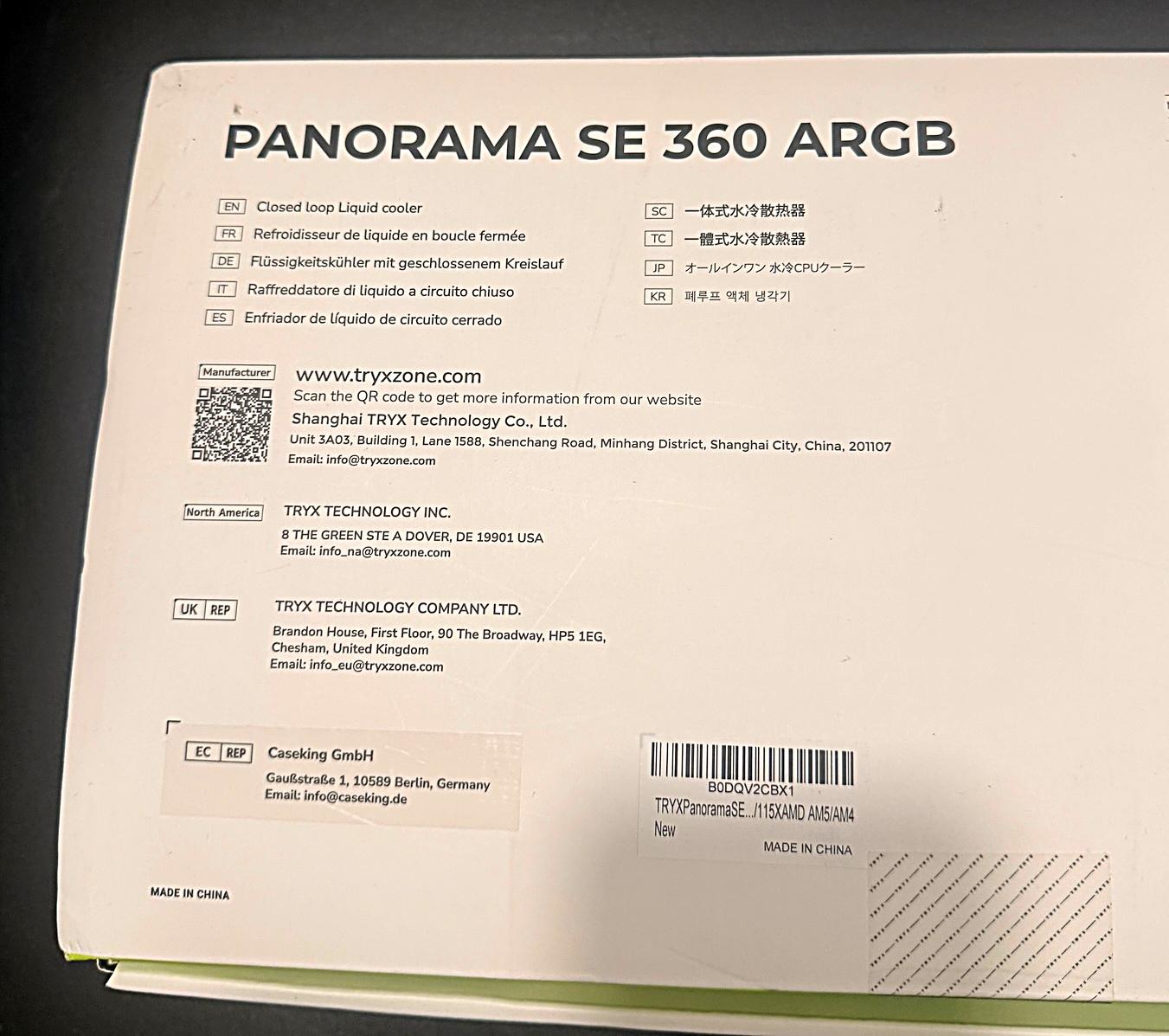 TRYX Panorama SE 360 ARGB Liquid CPU Cooler, White