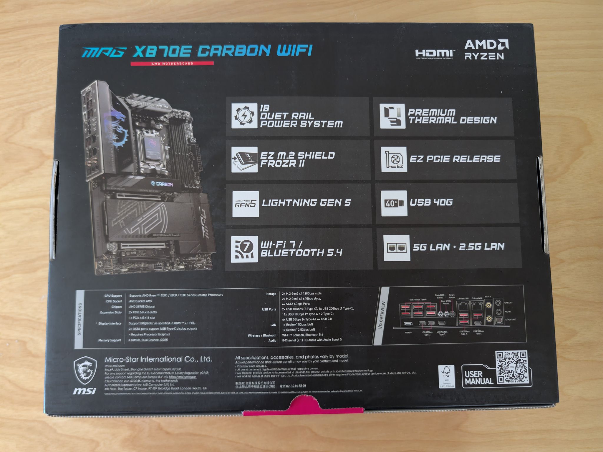 NEW MSI MPG X870E CARBON WIFI AM5 Motherboard | Ryzen 9000 Ready | WiFi 7 | USB4 | PCIe 5.0