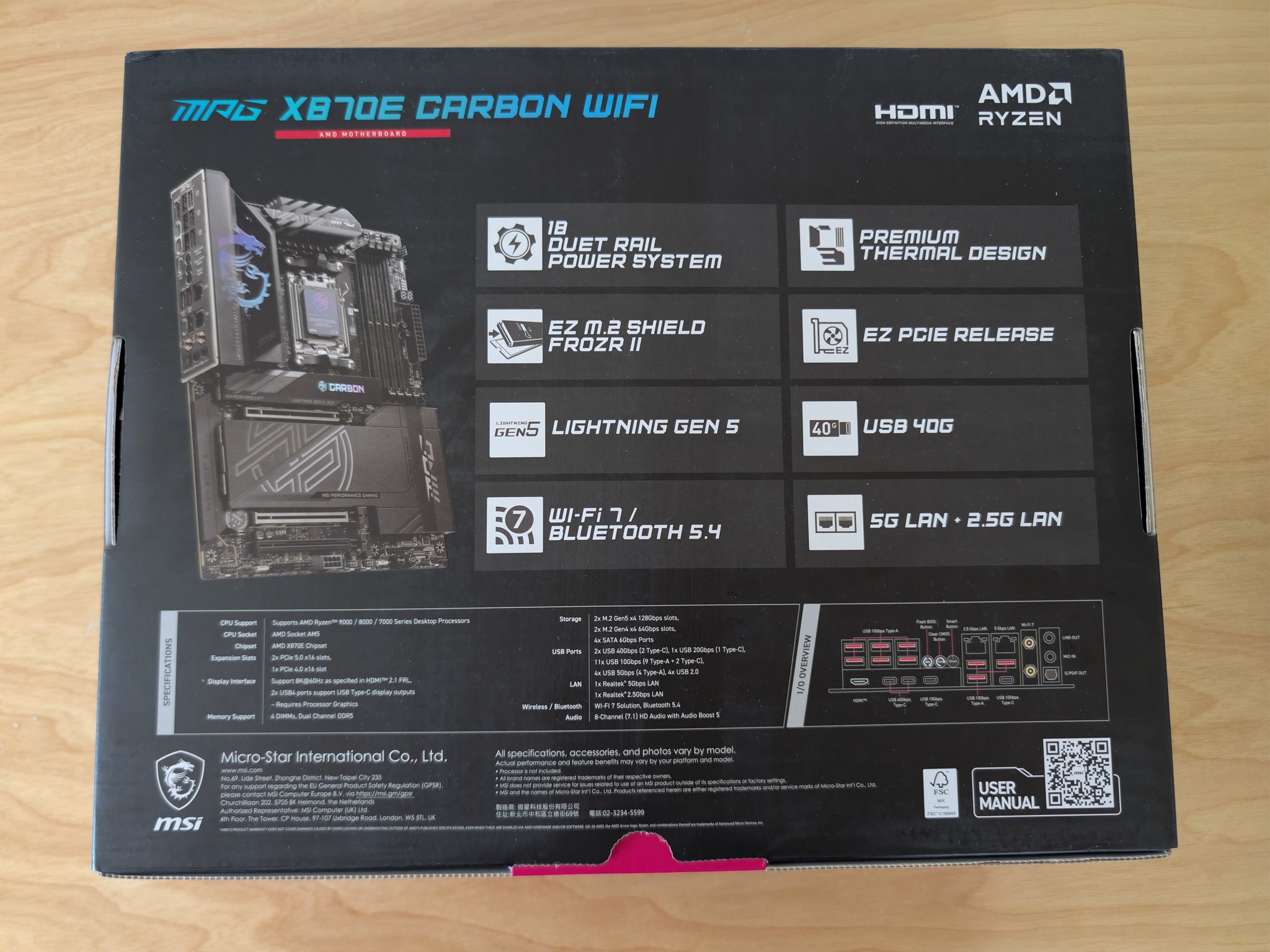 NEW MSI MPG X870E CARBON WIFI AM5 Motherboard | Ryzen 9000 Ready | WiFi 7 | USB4 | PCIe 5.0