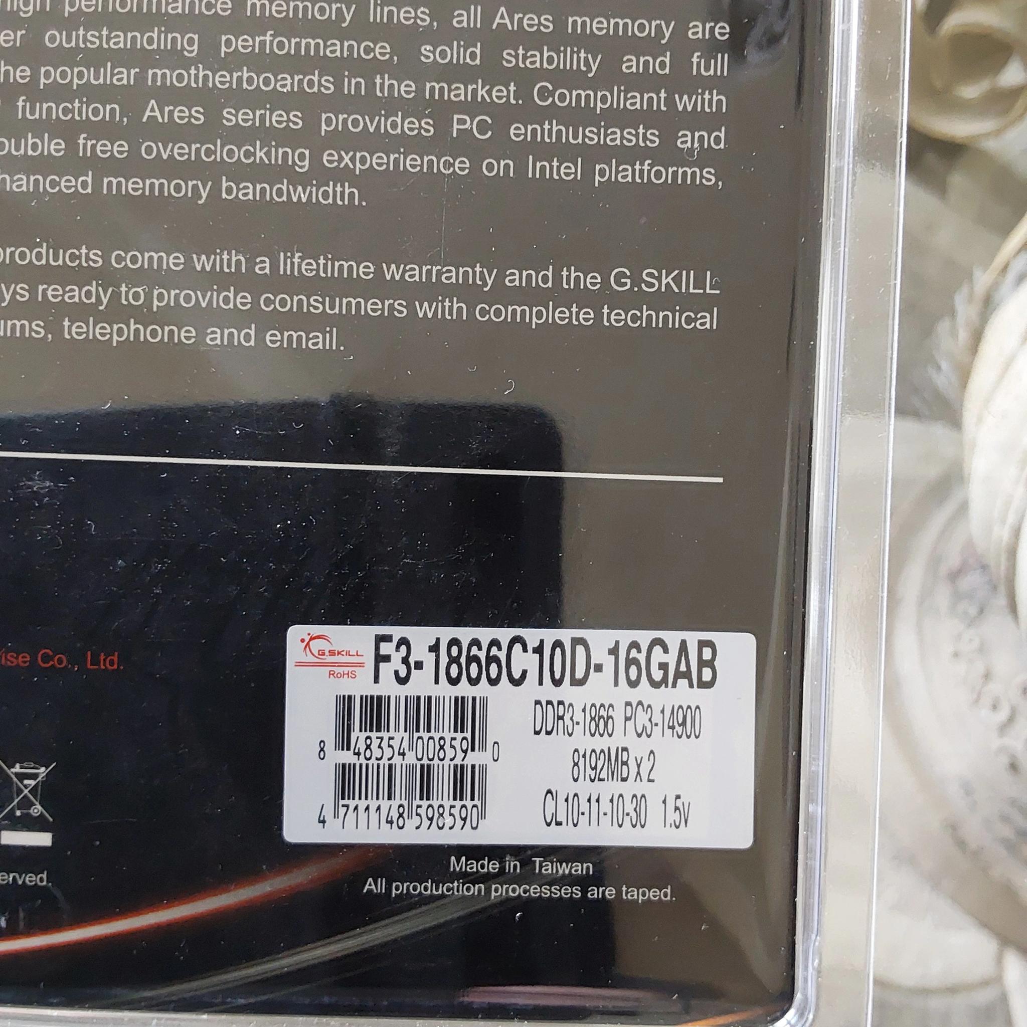 G.Skill ARES 16GB (8GB x 2)  DDR3-1866 MHz (PC3-14900) Ram