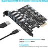 PCIE USB 3.0 Expansion Card 7 Ports 5X Type-A and 2 USB C PCIe Card Super Speed PCI Express USB3 Hub