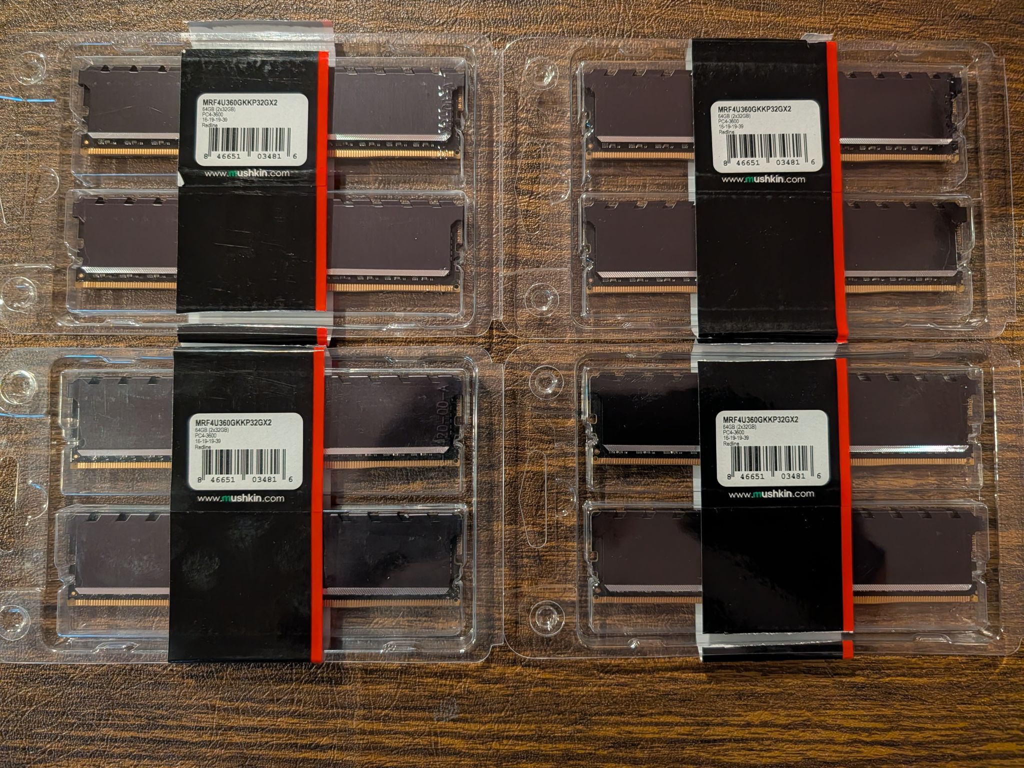 LOT OF (4) Mushkin DDR4 64GB (2 x 32GB) 3600 CL16 Kits - 256GB Total