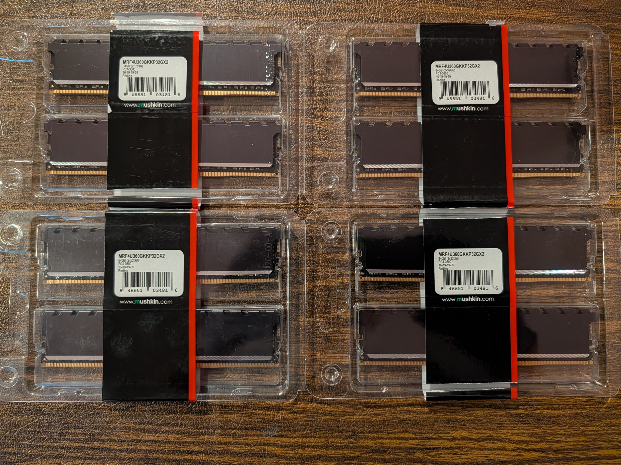 LOT OF (4) Mushkin DDR4 64GB (2 x 32GB) 3600 CL16 Kits - 256GB Total