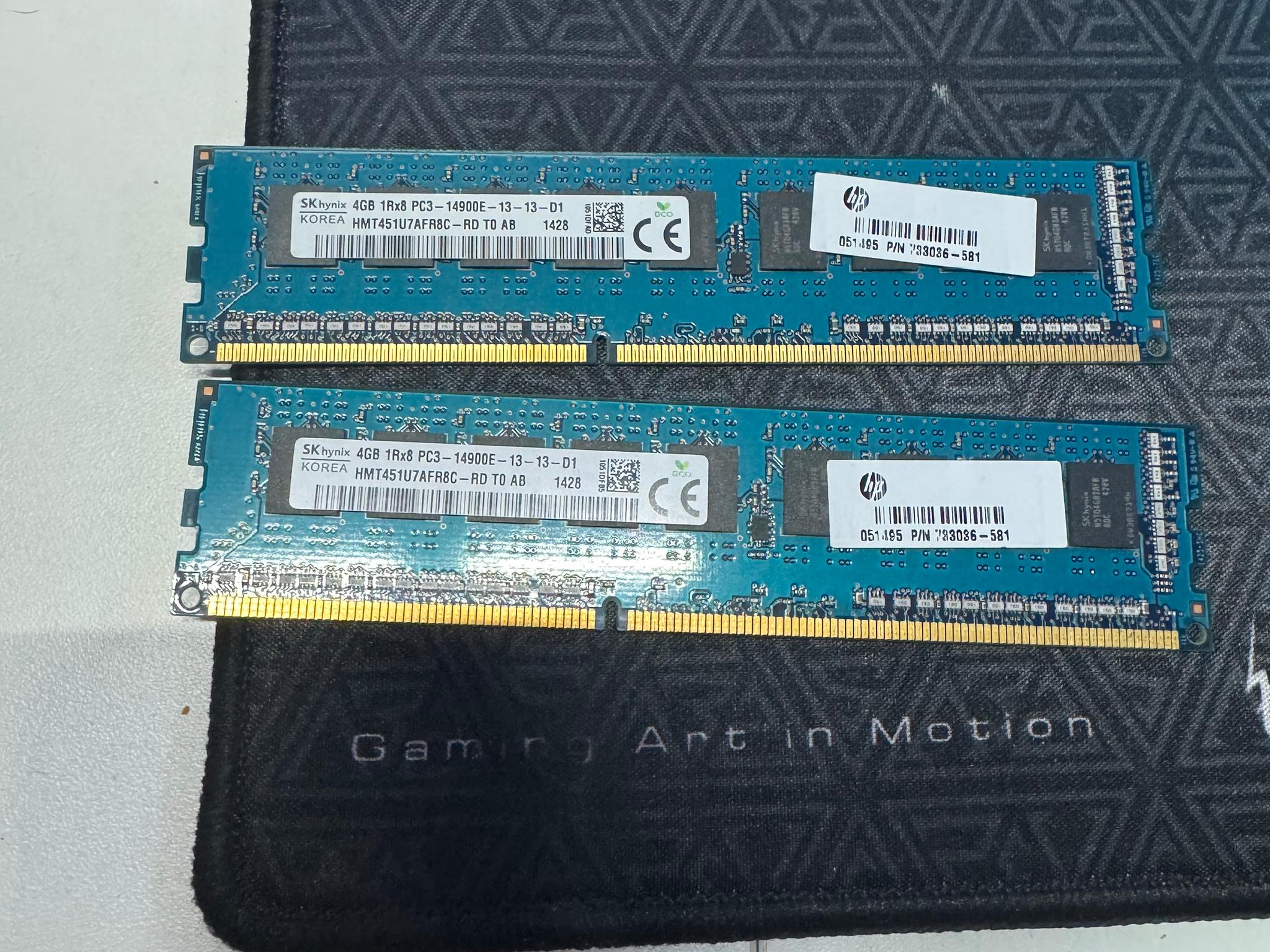 So Hynix HP 8GB DDR3 ECC Non-buffered memory