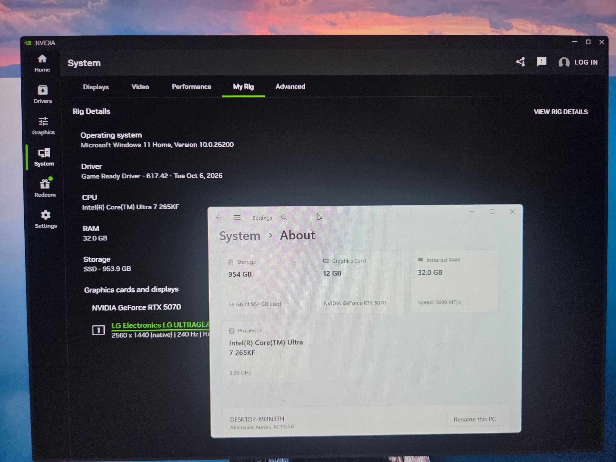 Intel Core Ultra 7 265KF | RTX 5070 | 32GB DDR5 | 1TB PCle NVMe SSD | Win11 Home