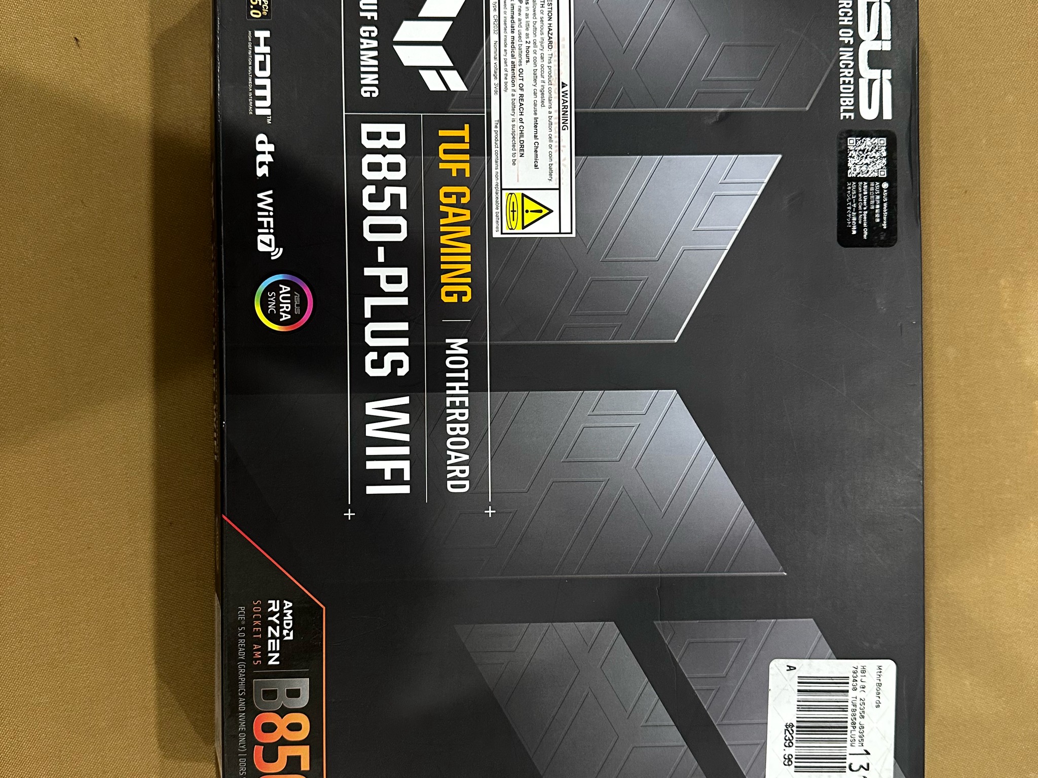 ASUS TUF Gaming B850-PLUS WiFi AM5 ATX (tested, works)