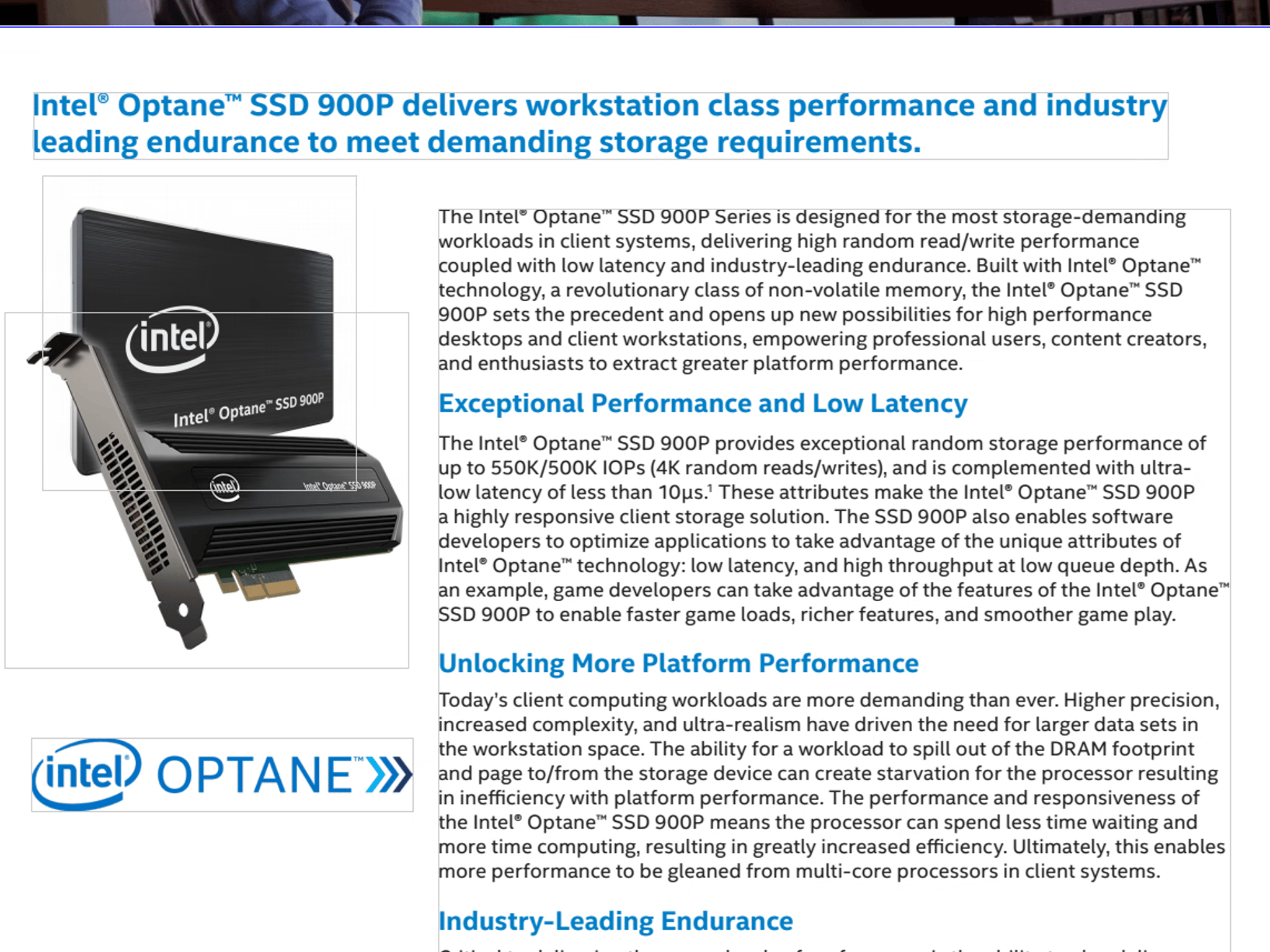 NEW Intel Optane SSD 900P (480GB, AIC PCIe 3.0 x4, 20nm, 3D XPoint)