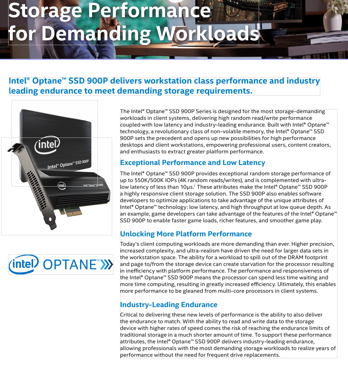 NEW Intel Optane SSD 900P (480GB, AIC PCIe 3.0 x4, 20nm, 3D XPoint)