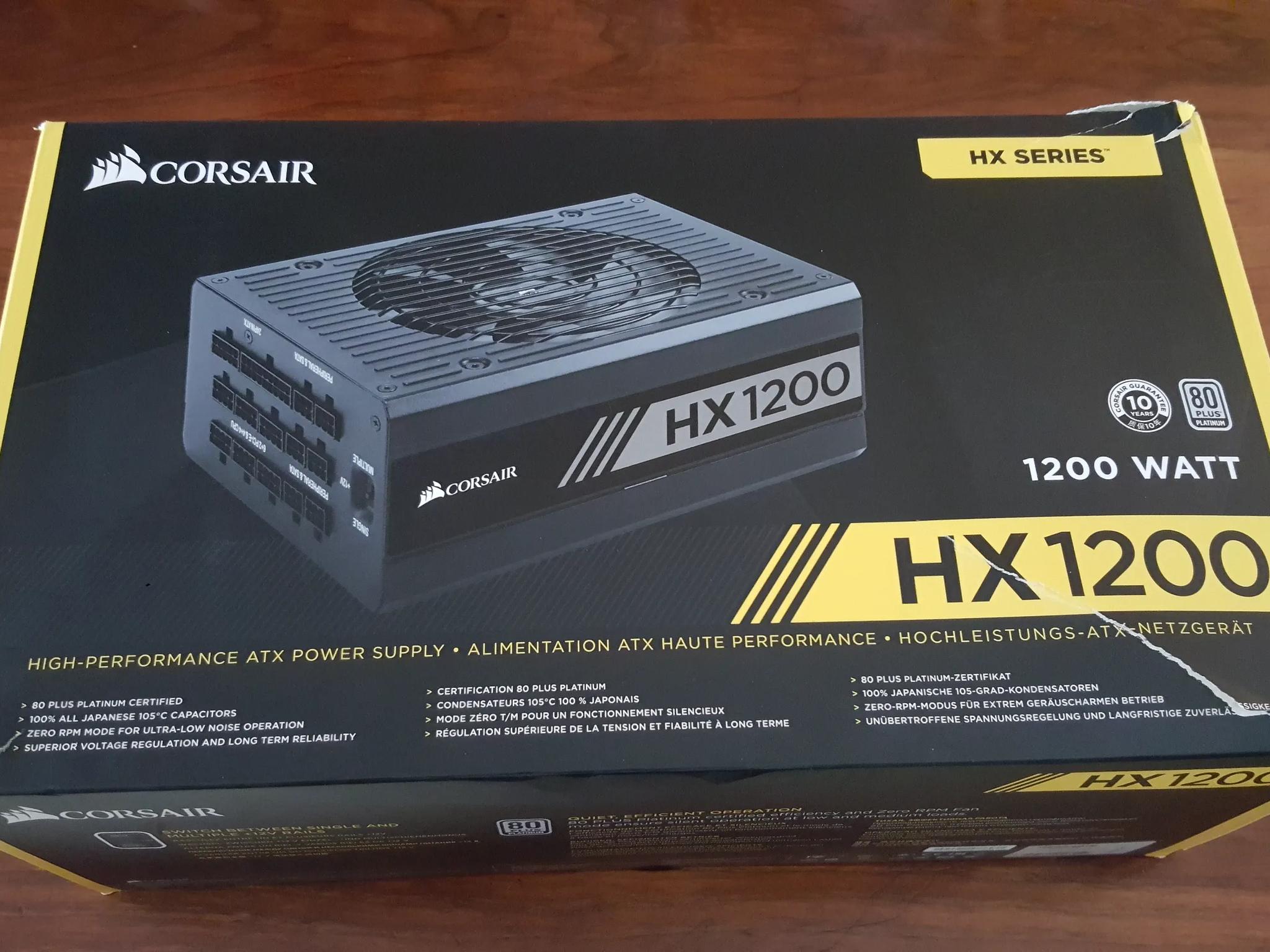 Corsair HX1200 Power Supply | 80+ Platinum (Open box, Includes everything)