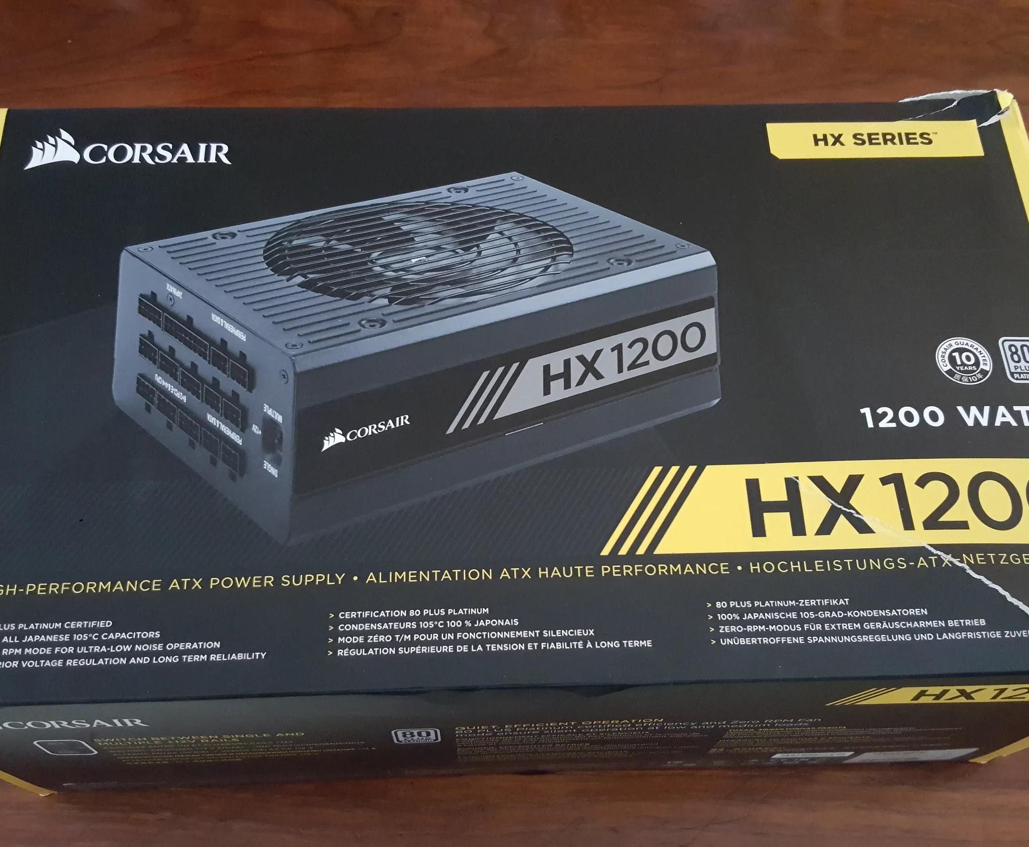 Corsair HX1200 Power Supply | 80+ Platinum (Open box, Includes everything)