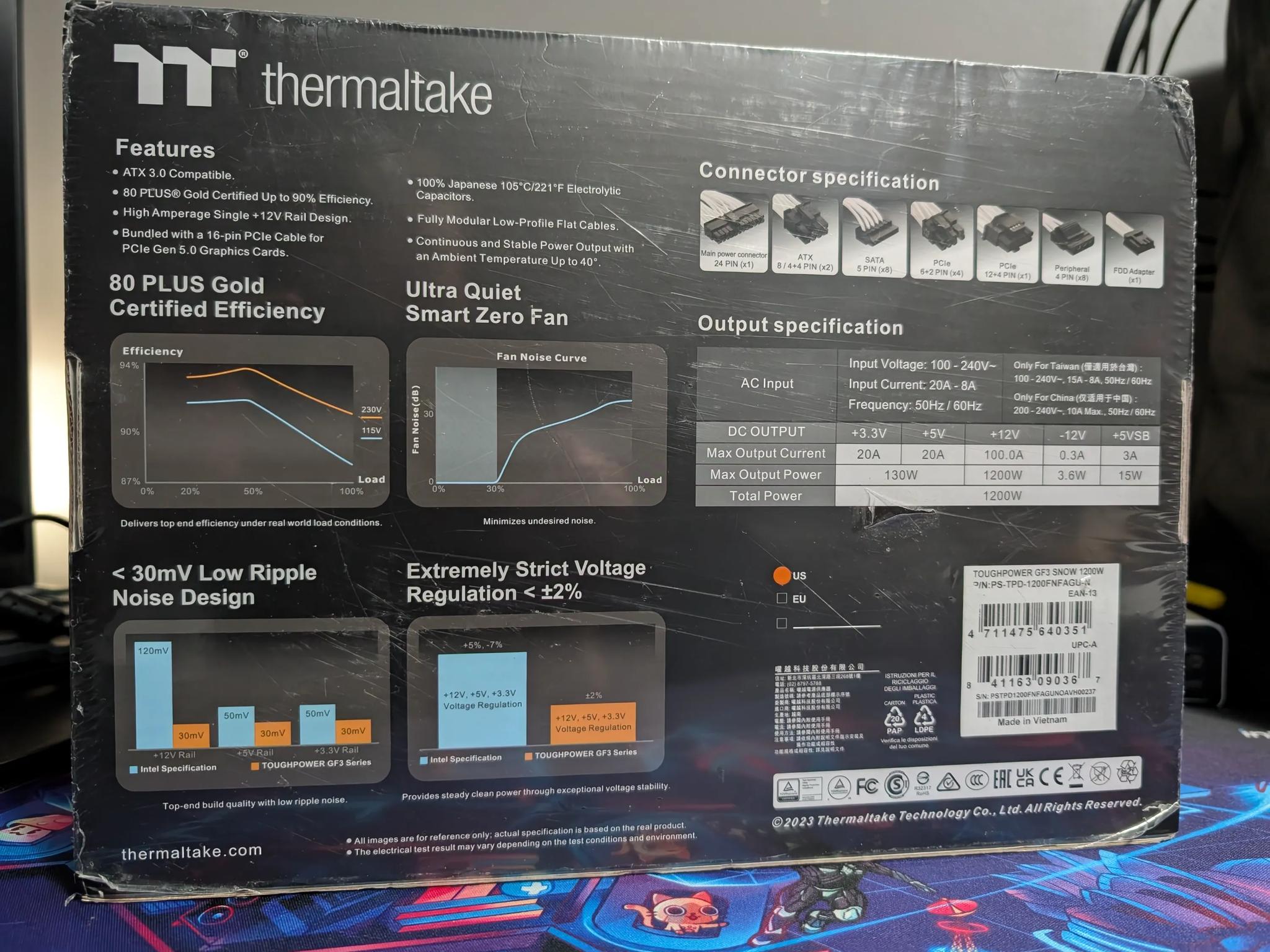 Thermaltake Toughpower GF3 Snow 1200W 80+ Gold Power Supply *SEALED*