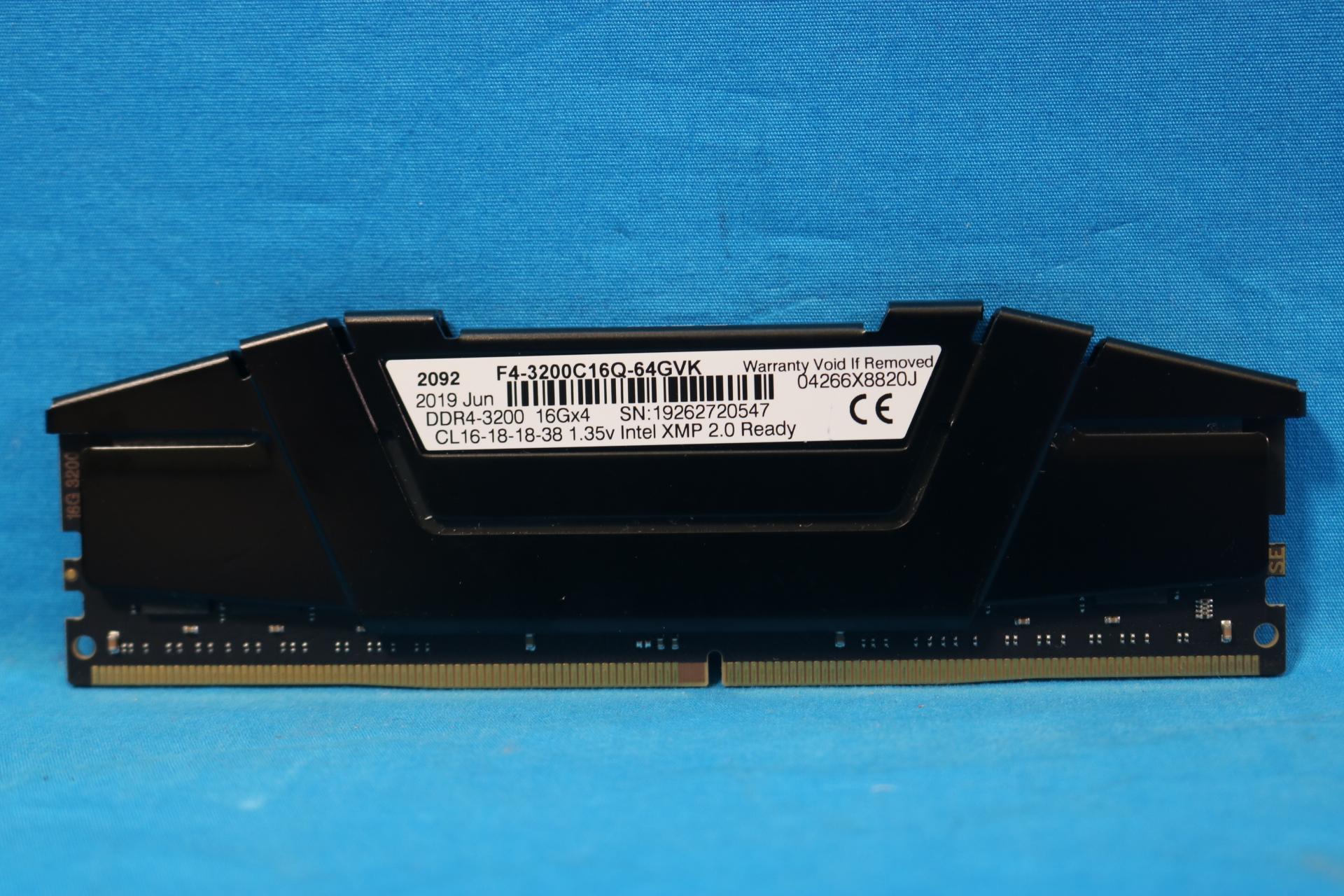 G.Skill RipJaws V 32GB (2x16GB) DDR4-3200MHz CL16 1.35V Desktop RAM F4-3200C16Q-64GVK