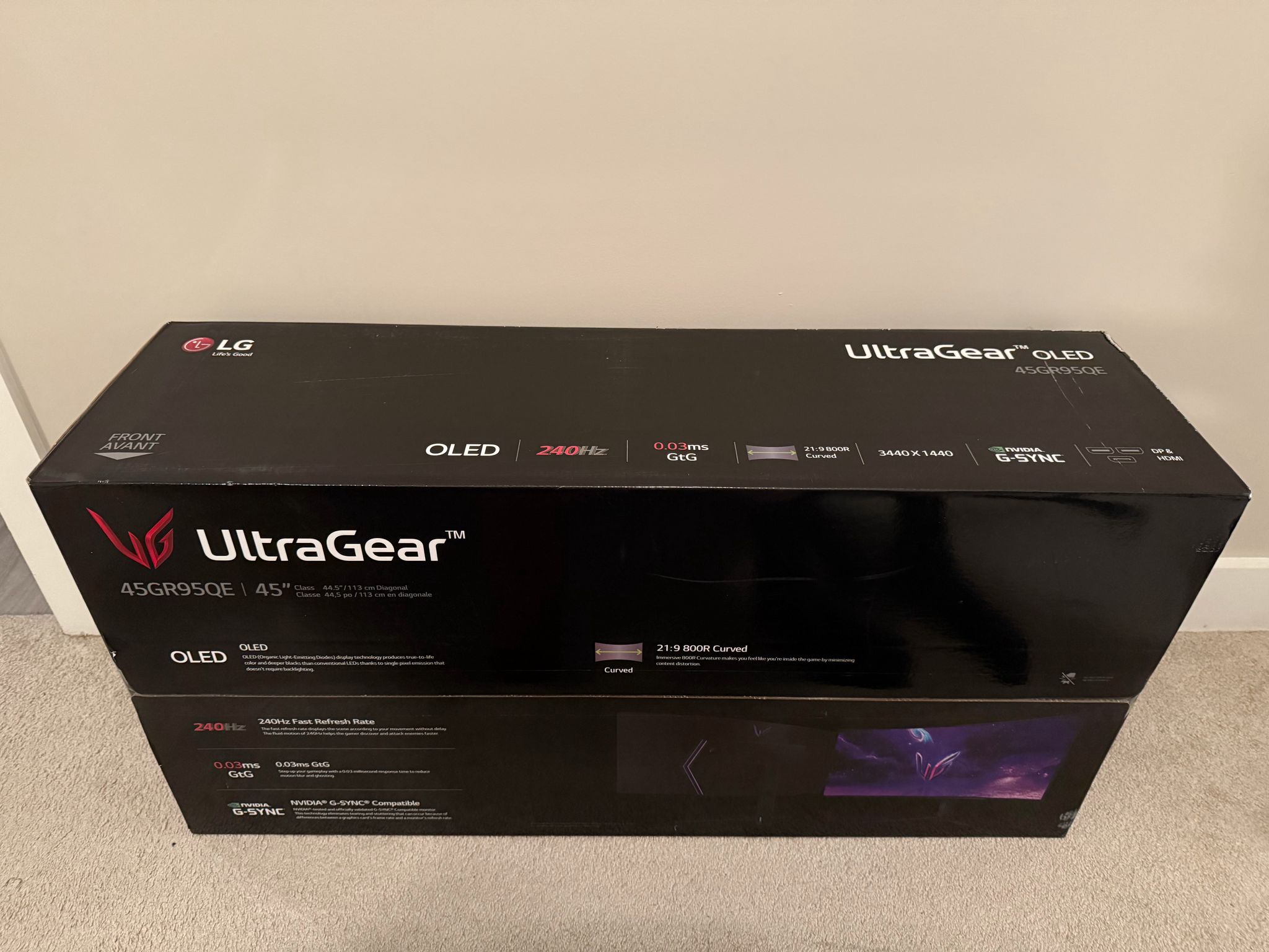 45GR95QE LG UltraGear™ 45 Inch OLED Curved Gaming Monitor WQHD 1440P with 240Hz 0.03ms Response Time