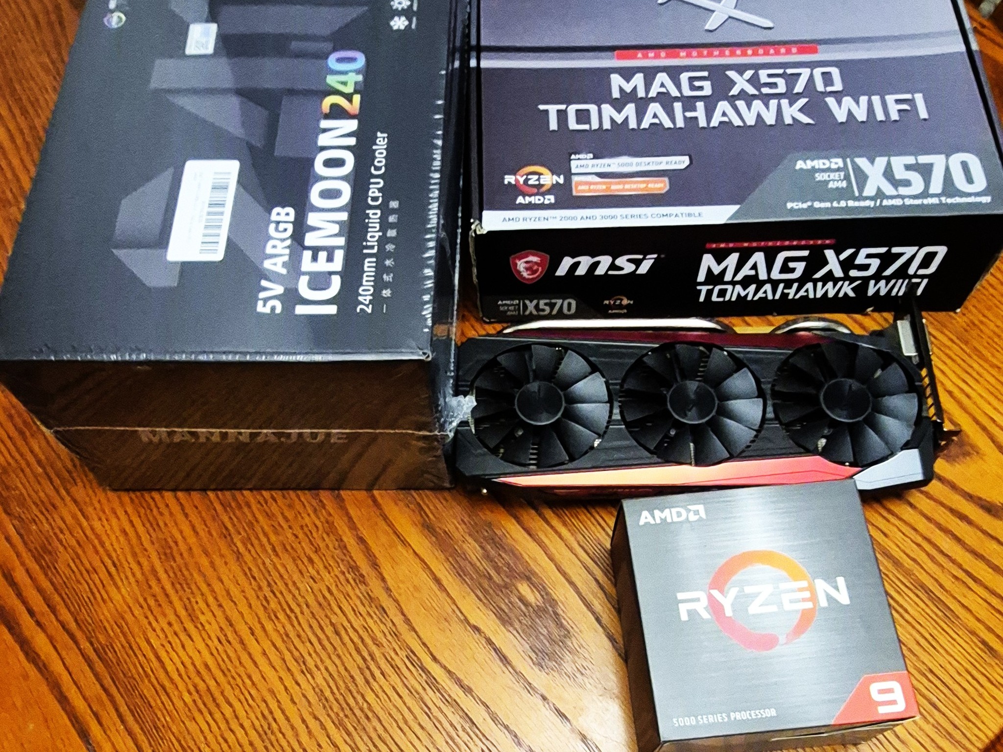 Pre-Owned  MSI X570 Tomahawk, Ryzen 9 5950X, New ARGB ICEMOON Liquid Cooler, 32GB RAM, ASUS 8GB VC