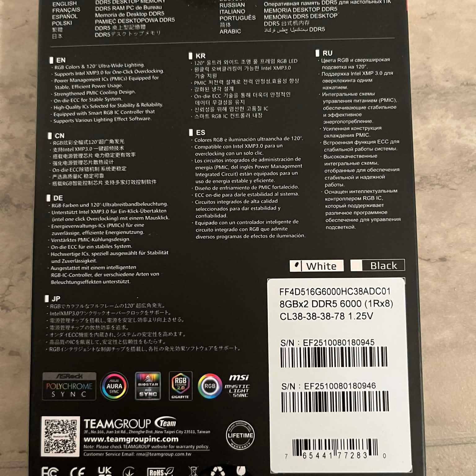 Team Group 16GB (2 x 8GB) 288-Pin PC RAM DDR5 6000 *BRAND NEW*