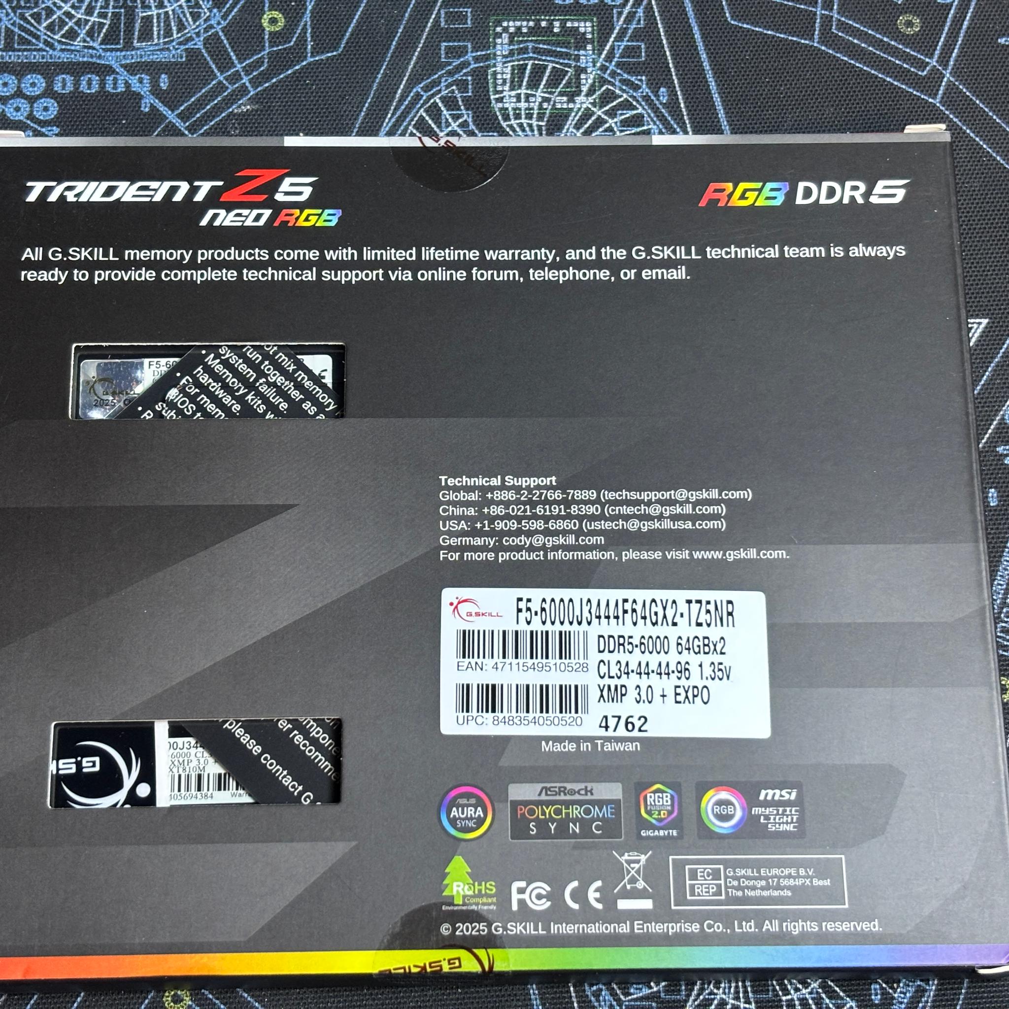 128GB DDR5 6000 CL34 G.SKILL Trident Z5 Neo RGB Series