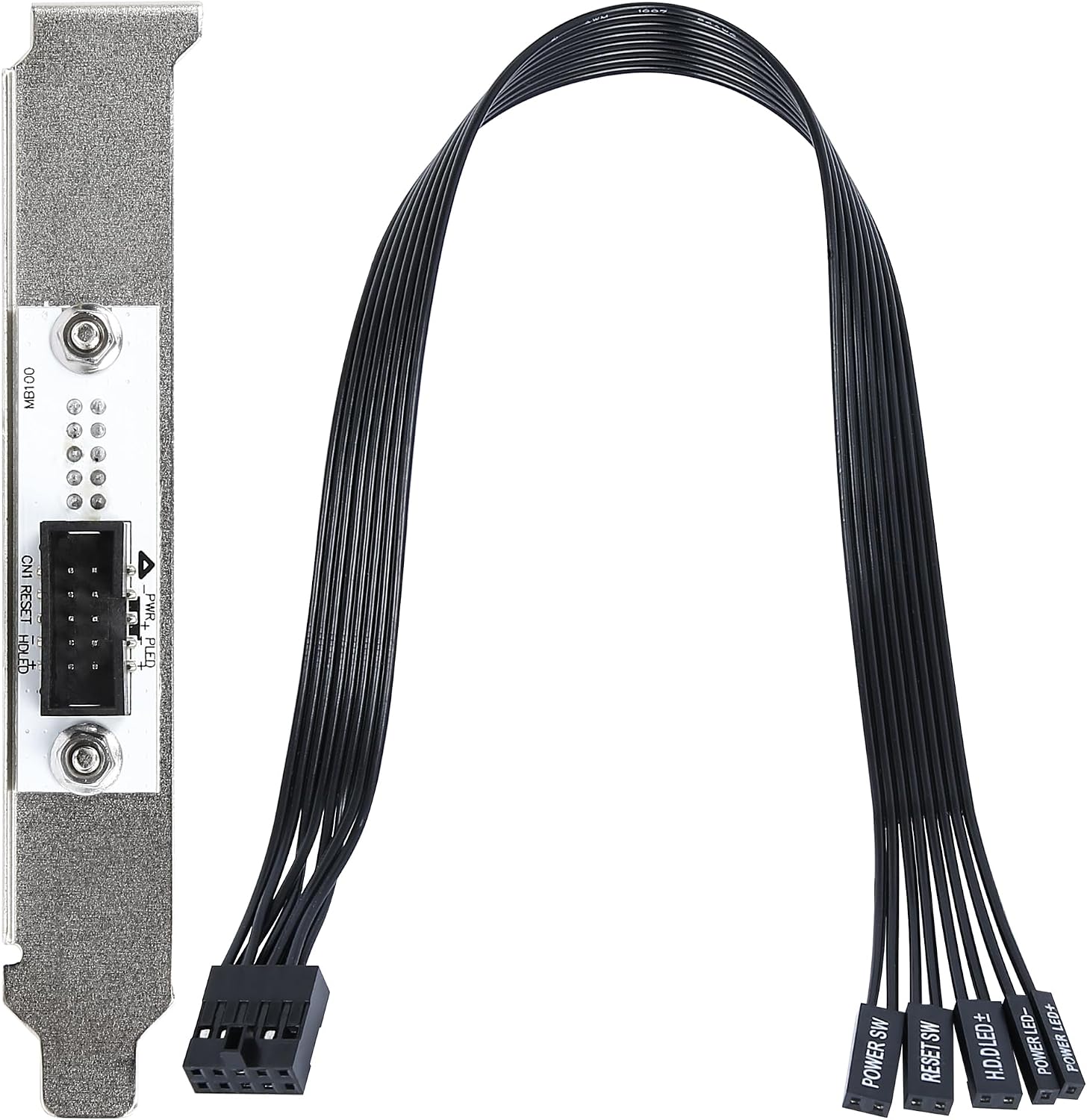 PC Power Switch Extension Cable PCIe Bracket (11.8 inch), 9-Pin Front Panel Header Adapter  *Extras*