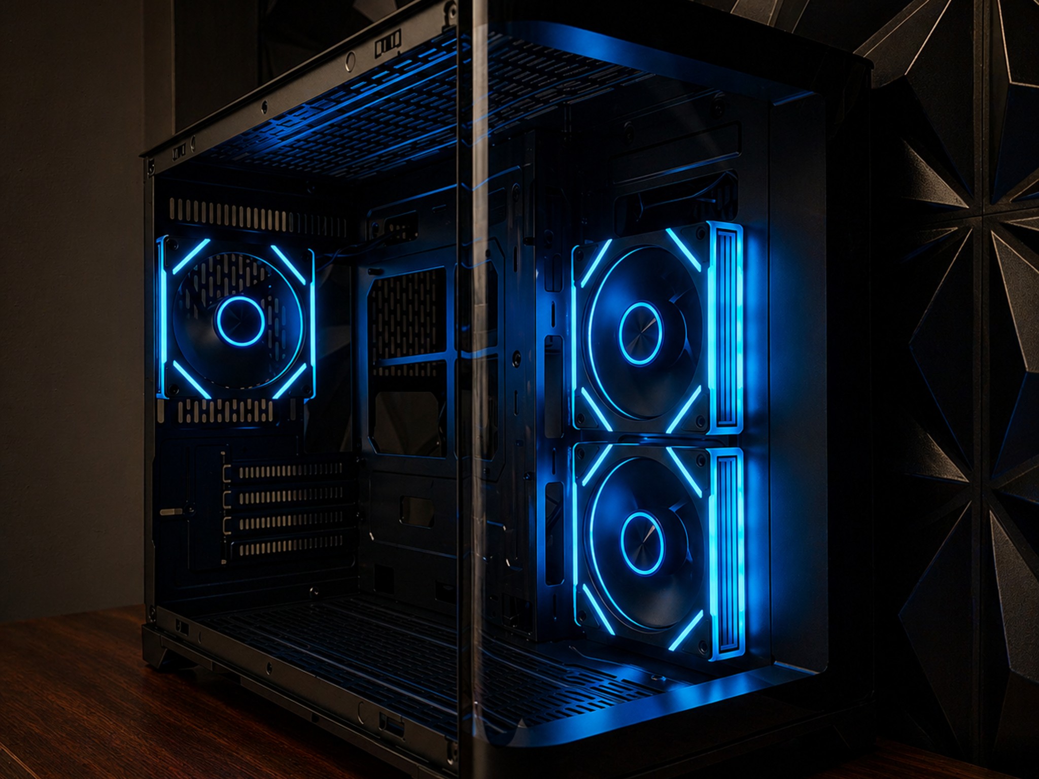 Black Tempered Glass ARGB Fish Tank MATX PC Case