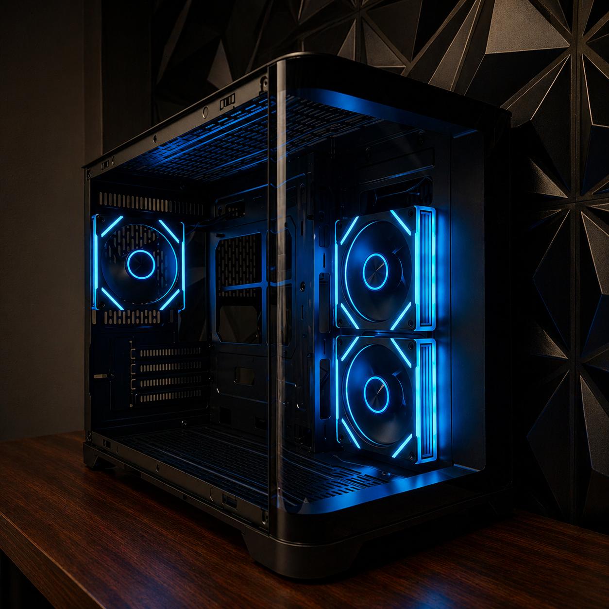 Black Tempered Glass ARGB Fish Tank MATX PC Case