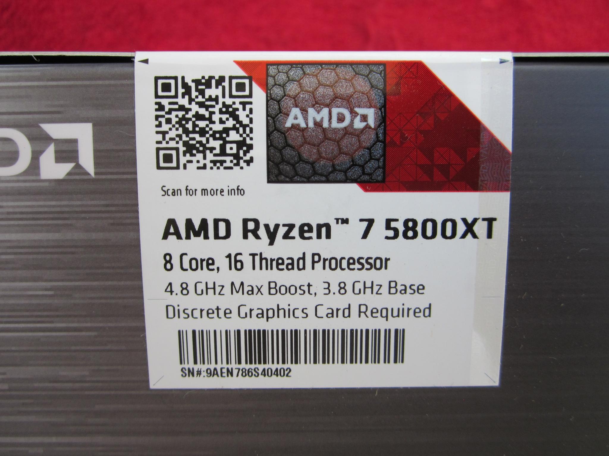 NEW! AMD Ryzen 7 5800XT 3.8/4.8 GHz AM4 CPU With Wraith Prism Cooler