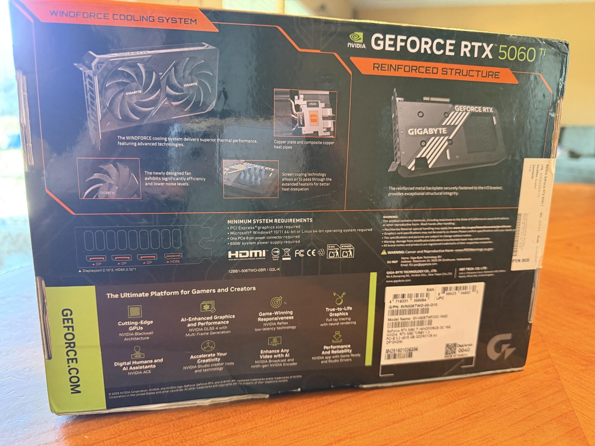GIGABYTE GeForce RTX 5060 Ti WINDFORCE OC 16G