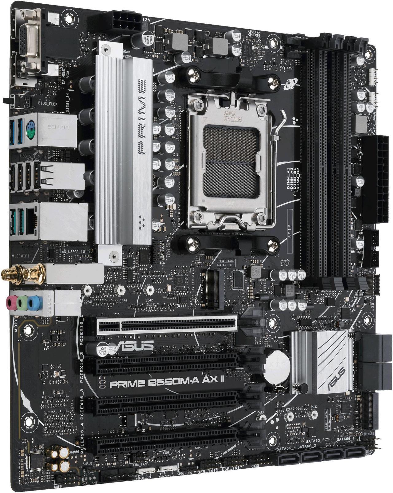 ASUS PRIME B650M-A AX II AMD AM5 MicroATX Desktop Motherboard