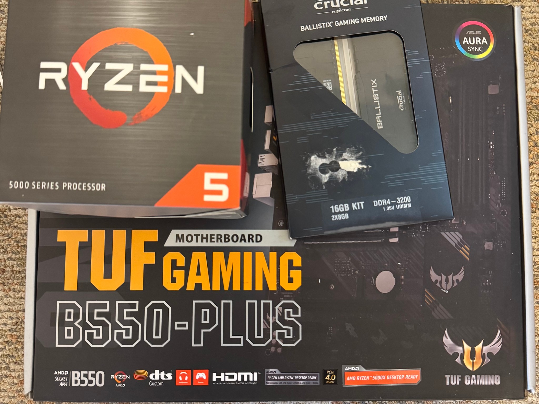 BUNDLE Asus TUF GAMING B550-PLUS | AMD Ryzen 5 5600x | Crucial Ballistix 16GB (2 x 8GB) DDR4 3200MHz