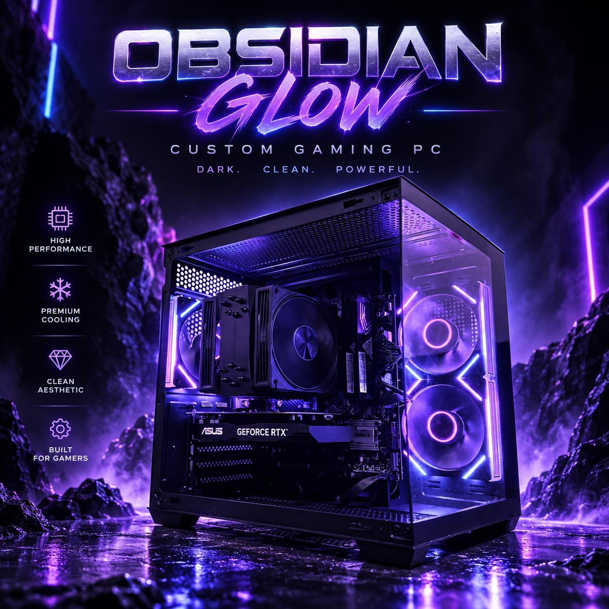 ⚫️"Obsidian Glow"🌈| 1080p Gaming | RTX 3050 | Ryzen 5 5500 | 16GB Ram | 500GB SSD | Free Shipping