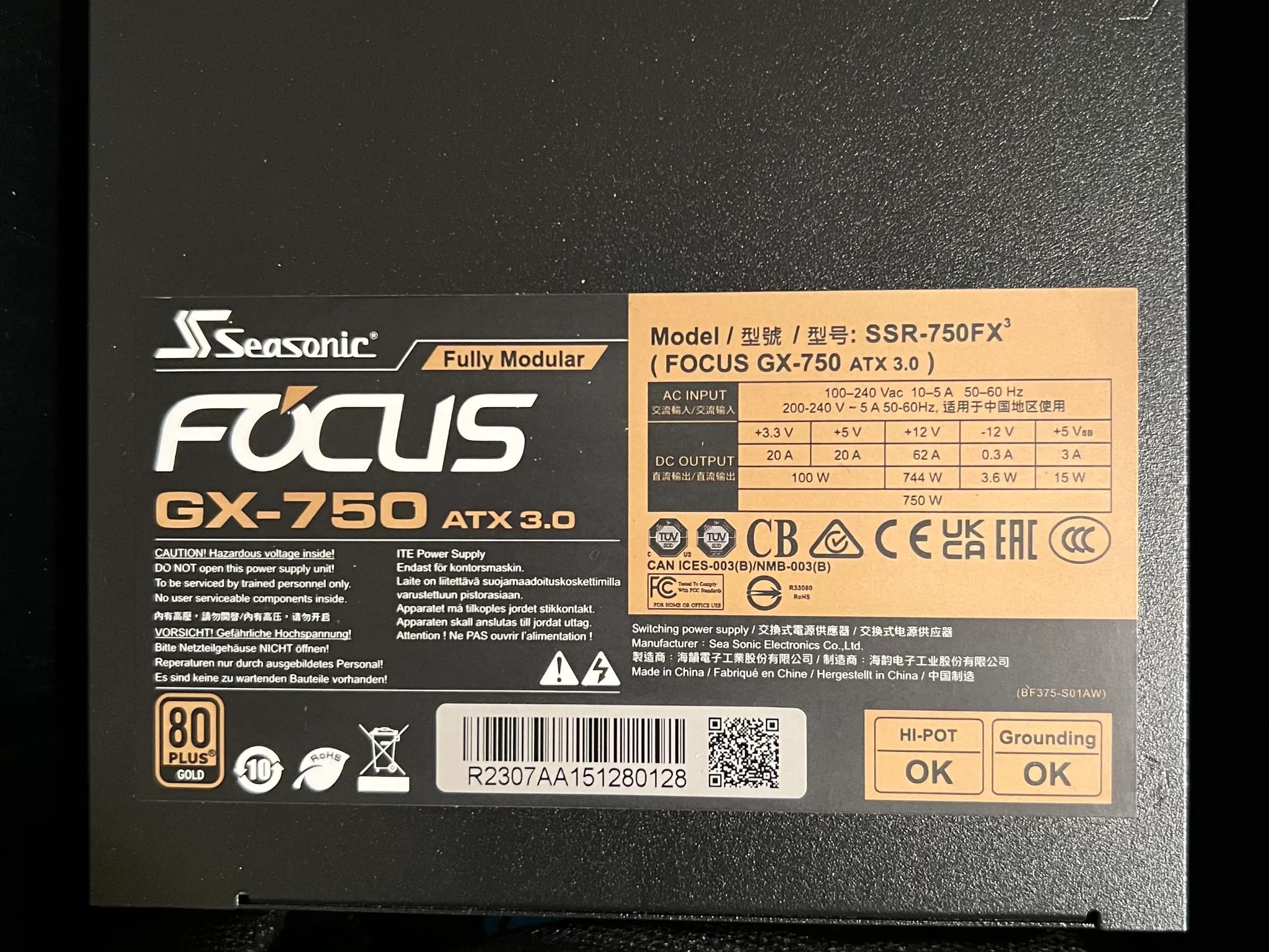 SeaSonic Focus 750W 80+ Gold