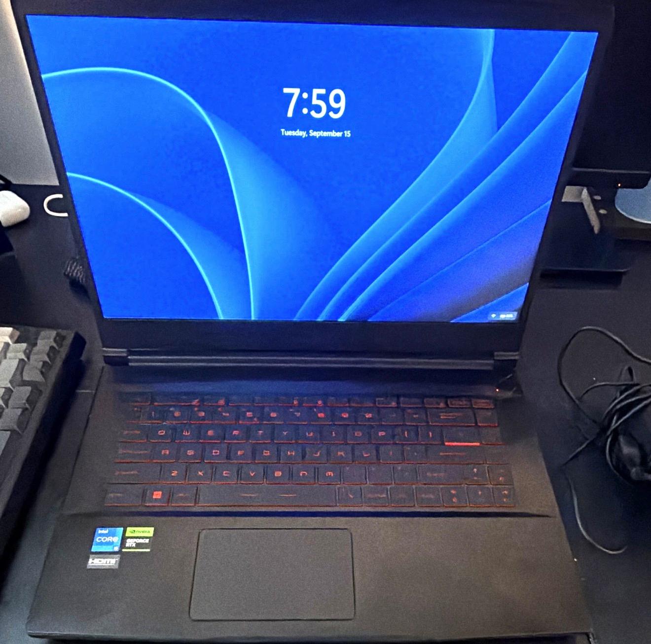 Msi Thin GF63 gaming laptop, upgraded with 16Gb Ram, 1Tb SSD, 144hz refresh rate