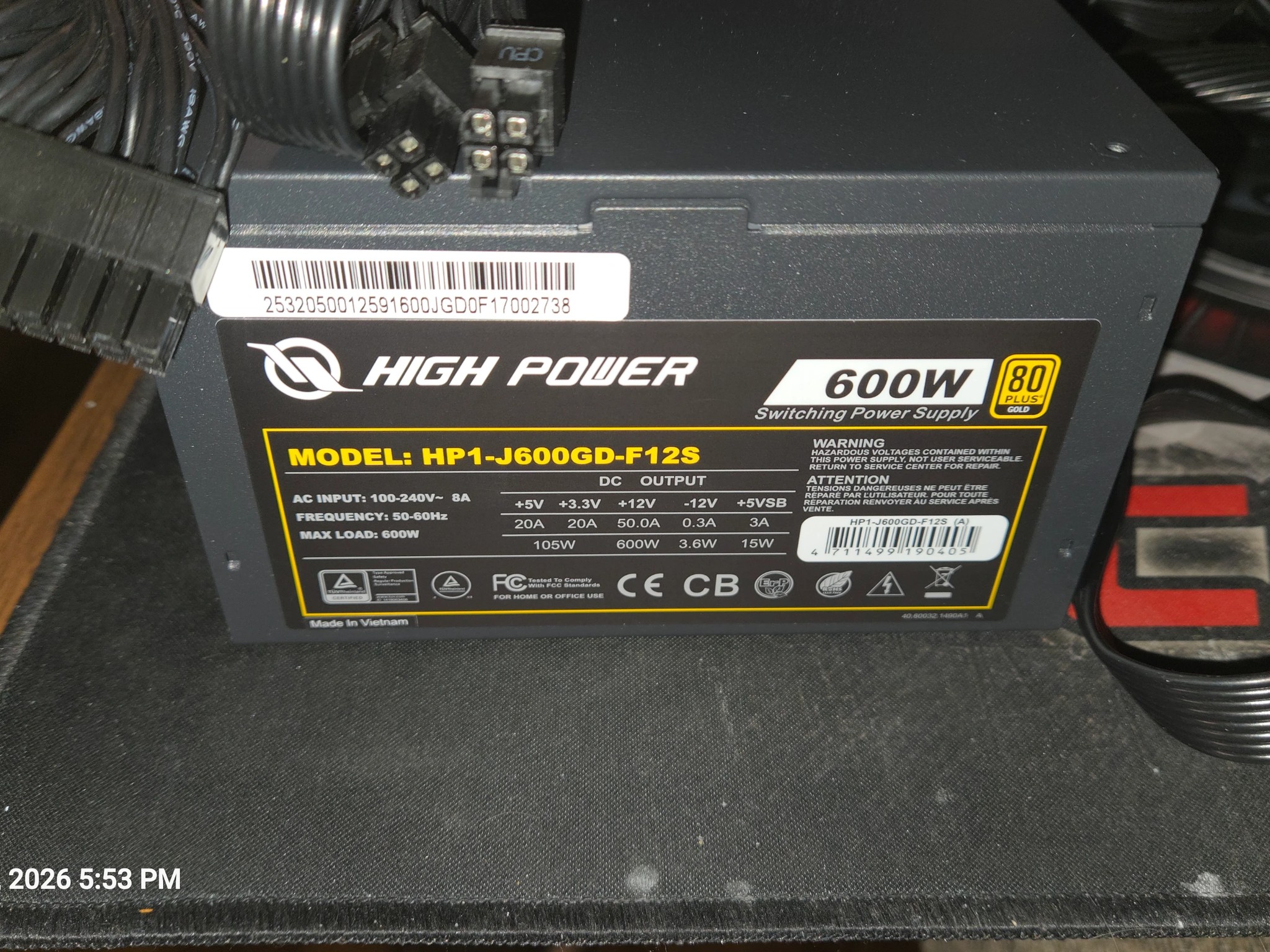 600W "High Power" Non-Modular Power Supply