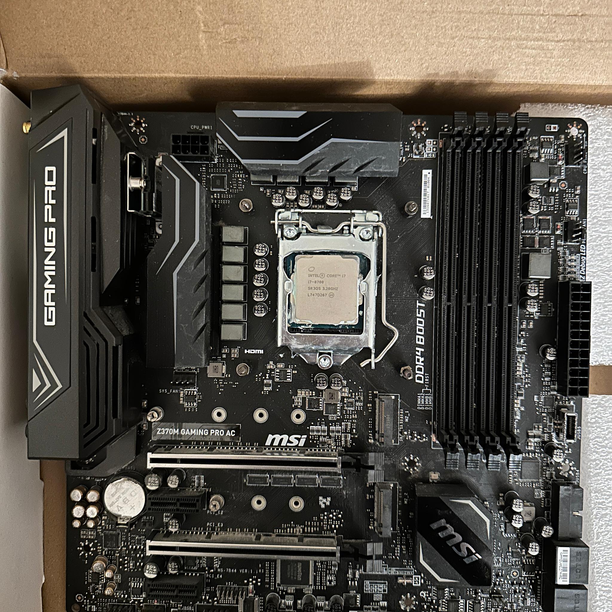 {COMBO} INTEL i7 8700 + MSI Z370 M GAMING PRO AC
