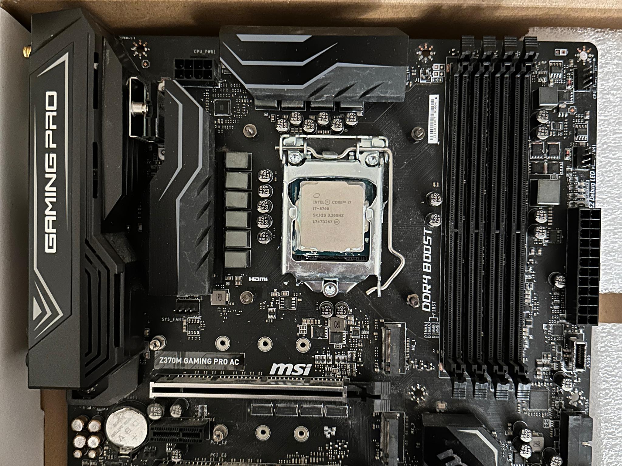 {COMBO} INTEL i7 8700 + MSI Z370 M GAMING PRO AC