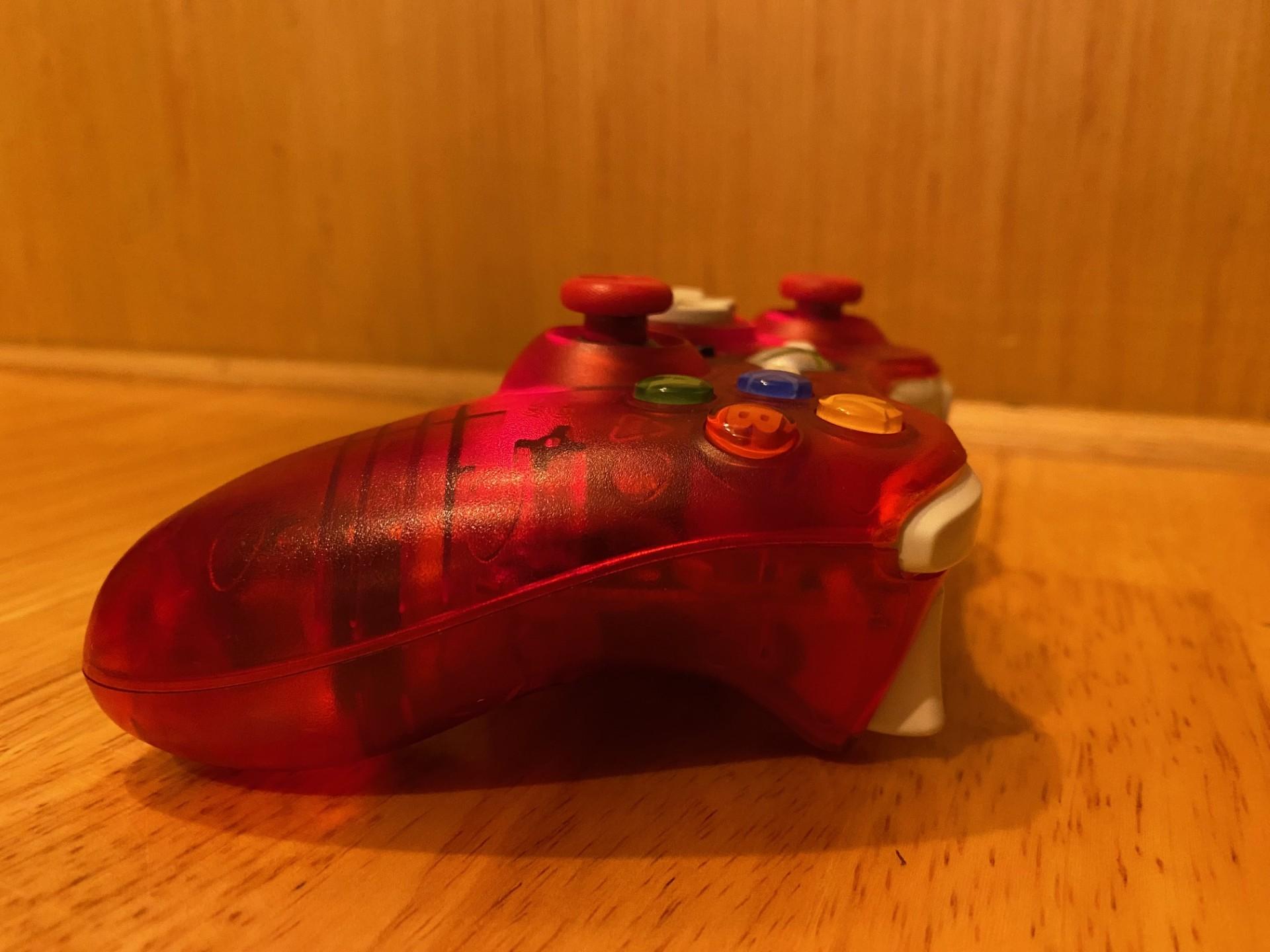 Custom clear red Xbox 360 controller - Hall effect - LEDs - RESTORED